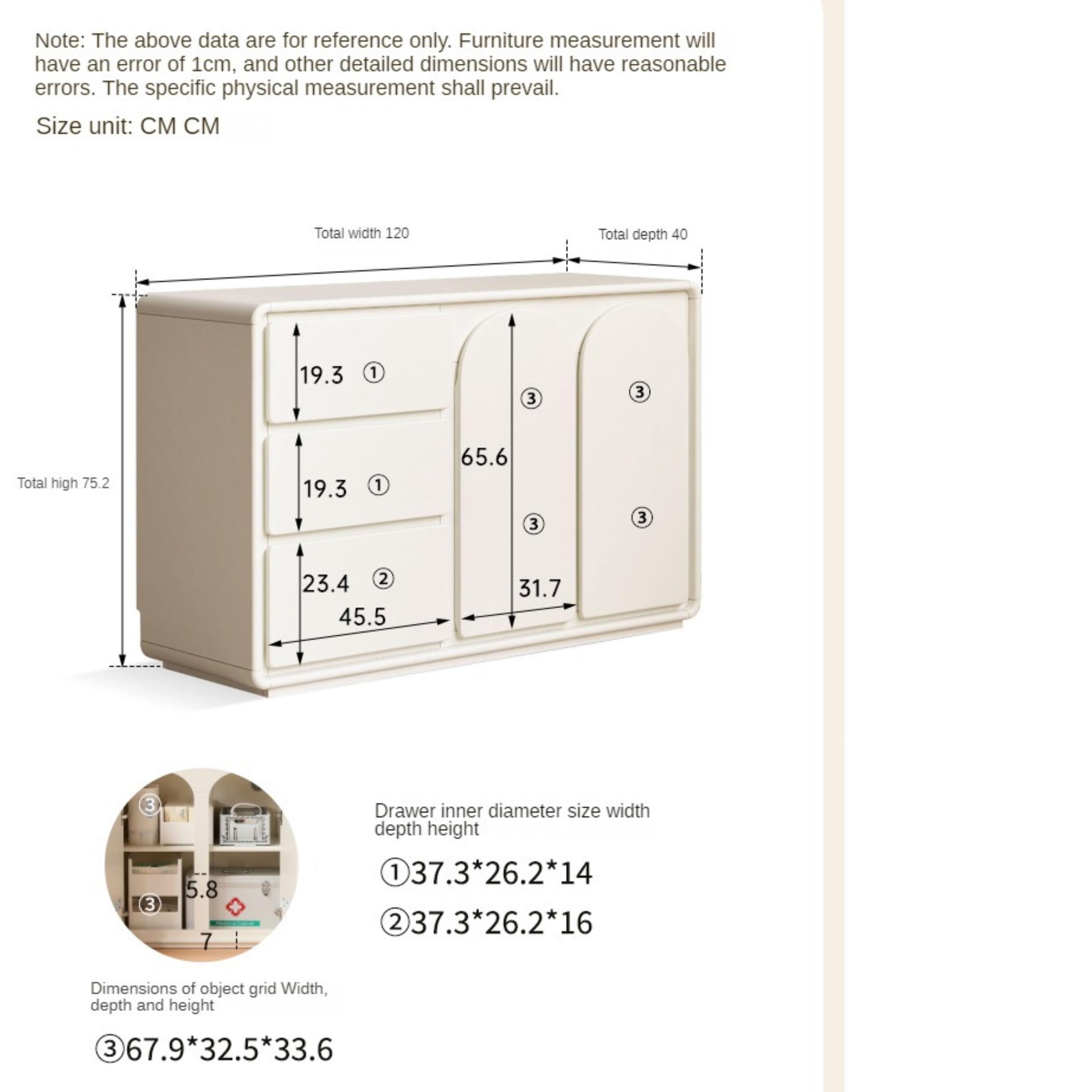 Rubberwood, Poplar Solid Wood White Storage Cabinet