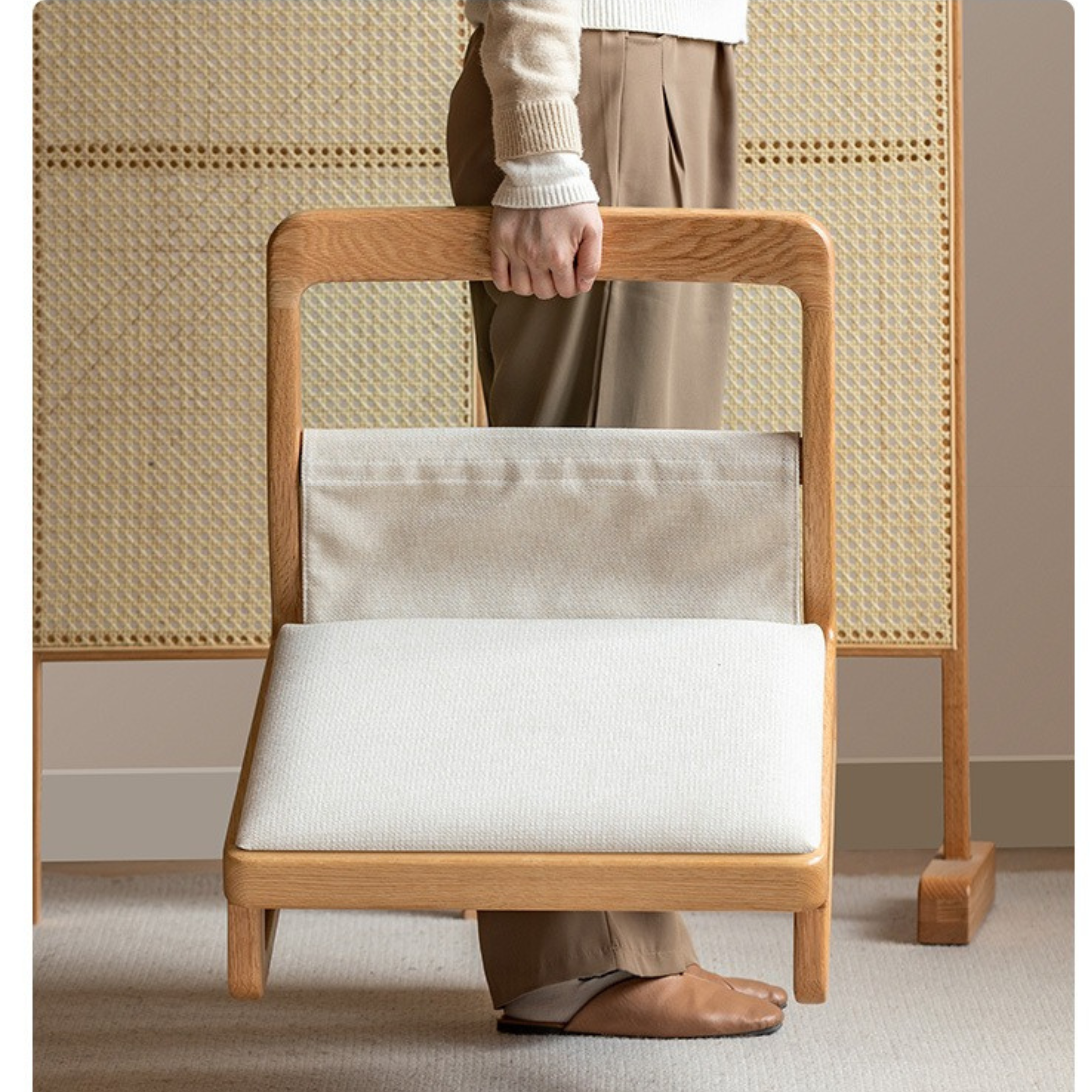 Oak Solid Wood Tatami Tea Chair Low Back