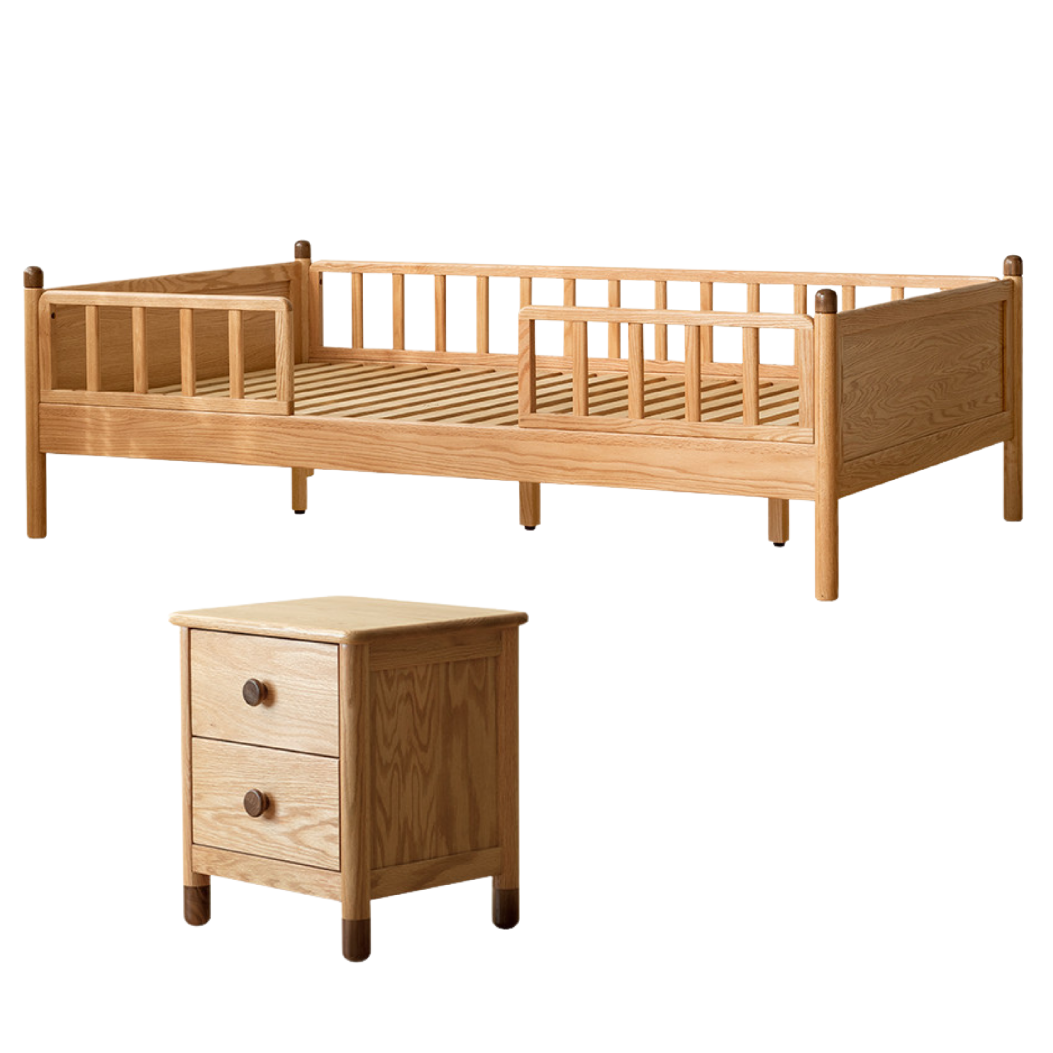Beech, Oak Solid Wood Children's Bed Widened Guardrail<