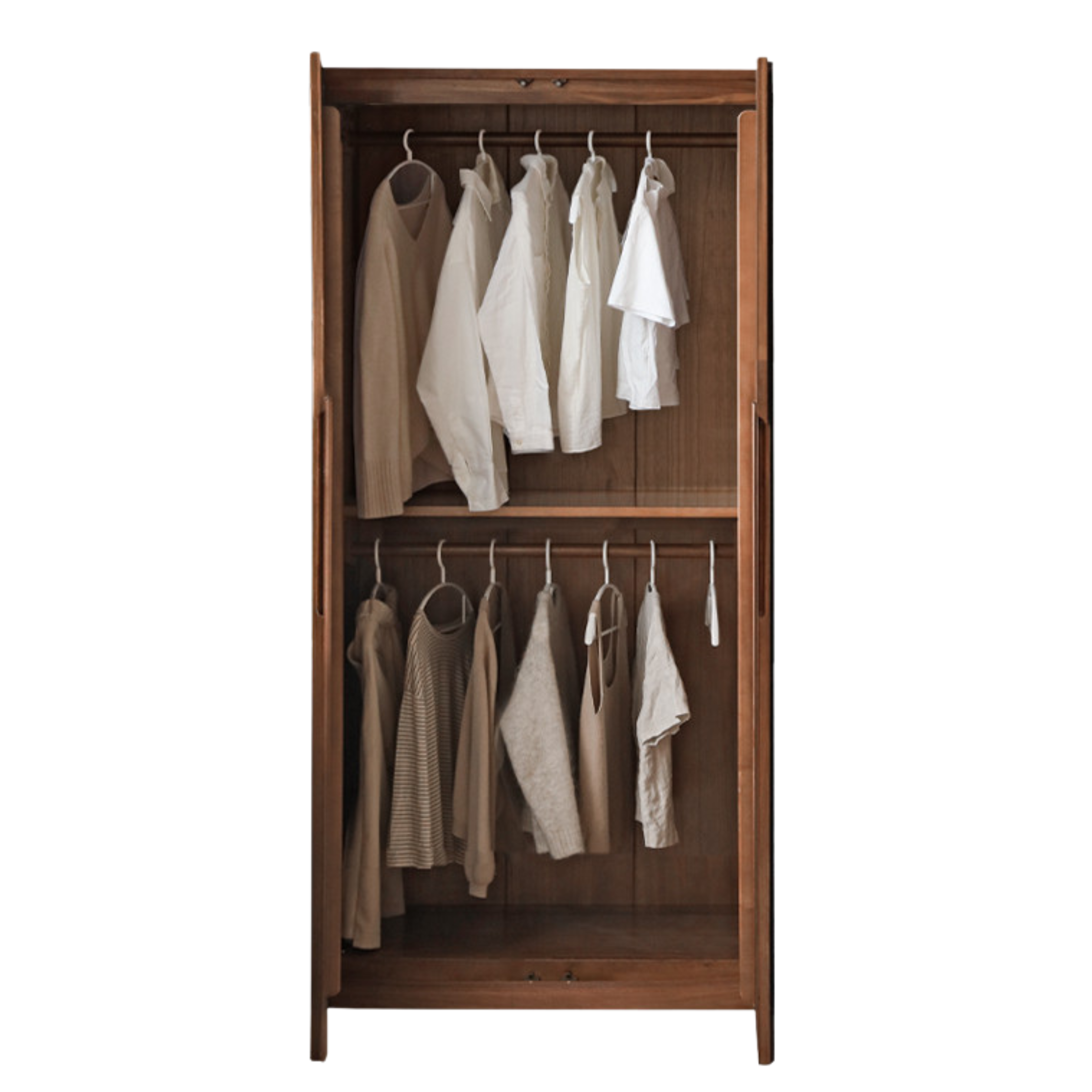 Black Walnut Solid Wood Wardrobe Double Door.