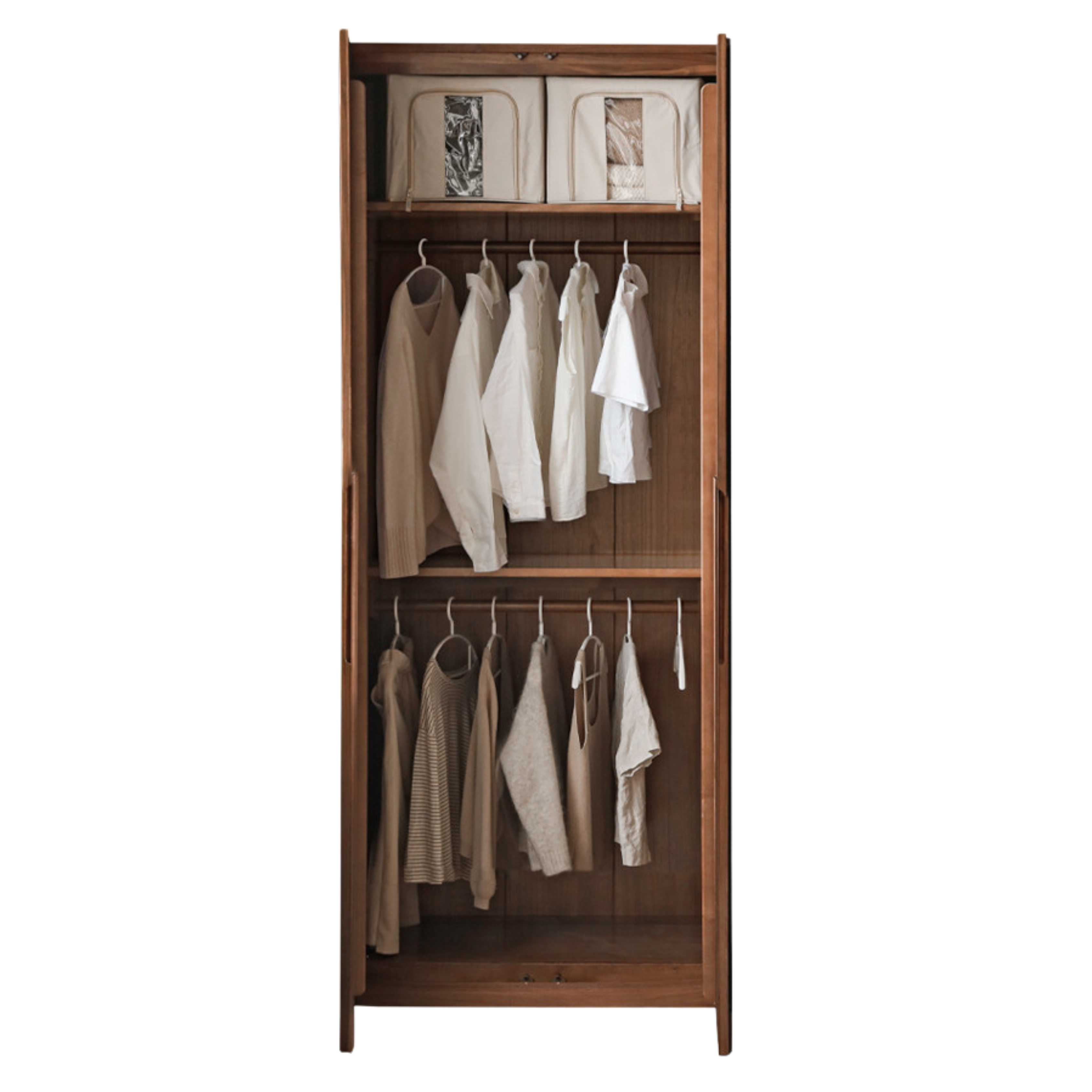 Black Walnut Solid Wood Wardrobe Double Door.