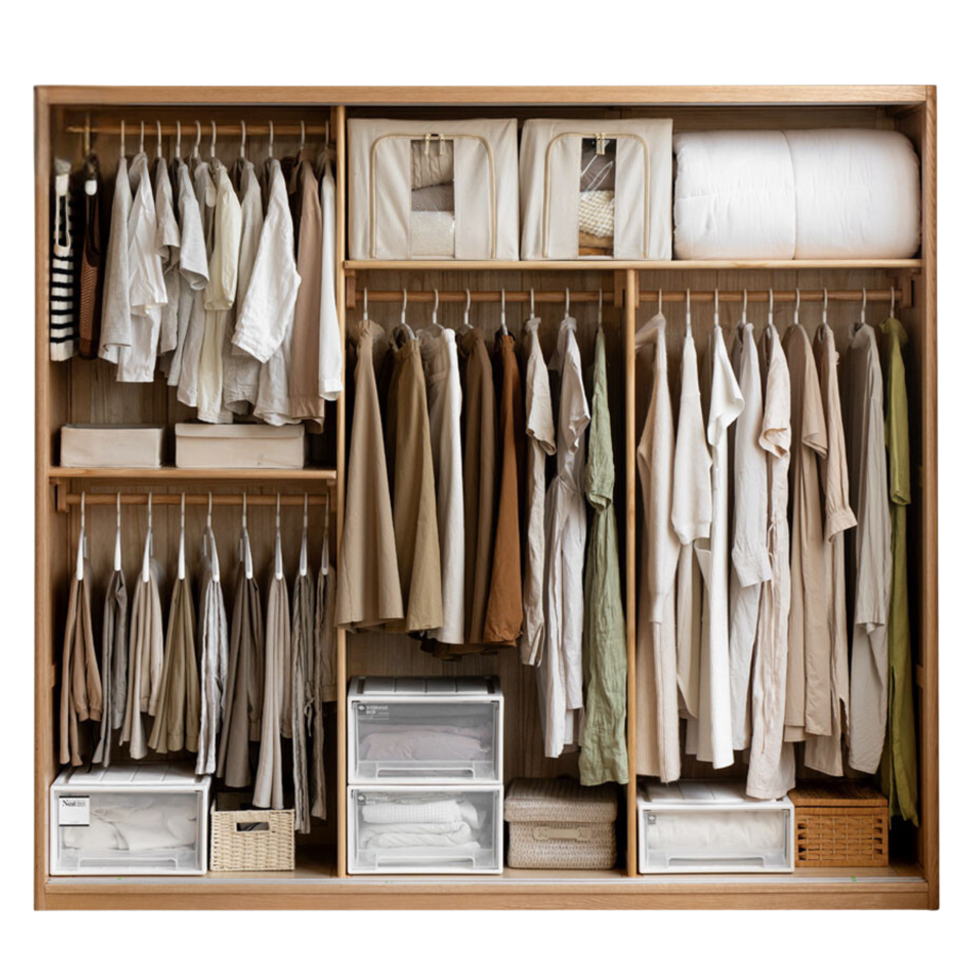 Oak Solid Wood Wardrobe Sliding Door Master Bedroom