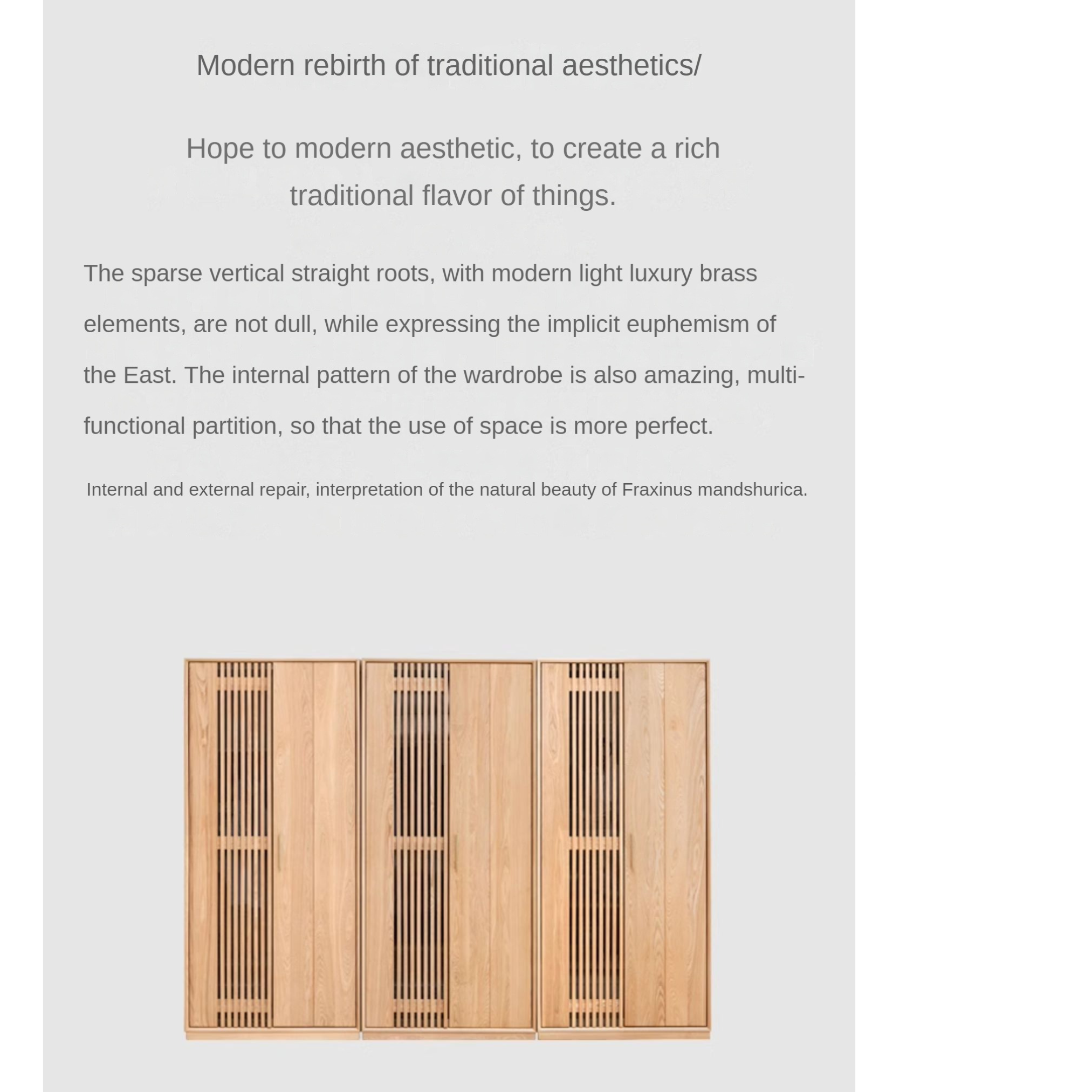 Ash Solid Wood Modern Wardrobe.
