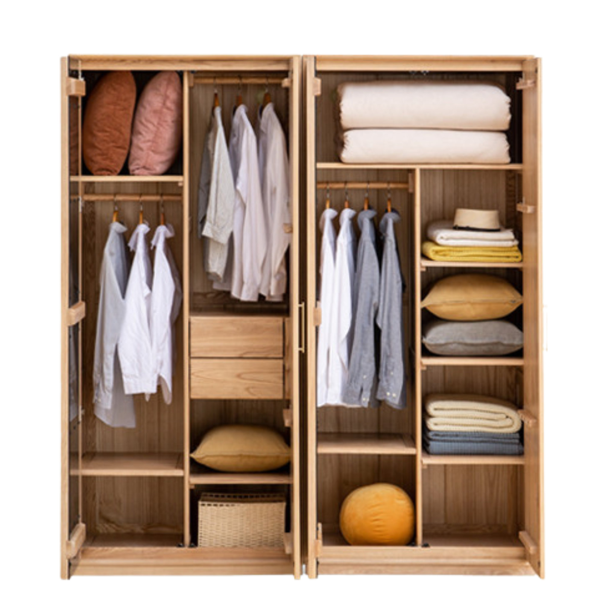 Ash Solid Wood Modern Wardrobe.