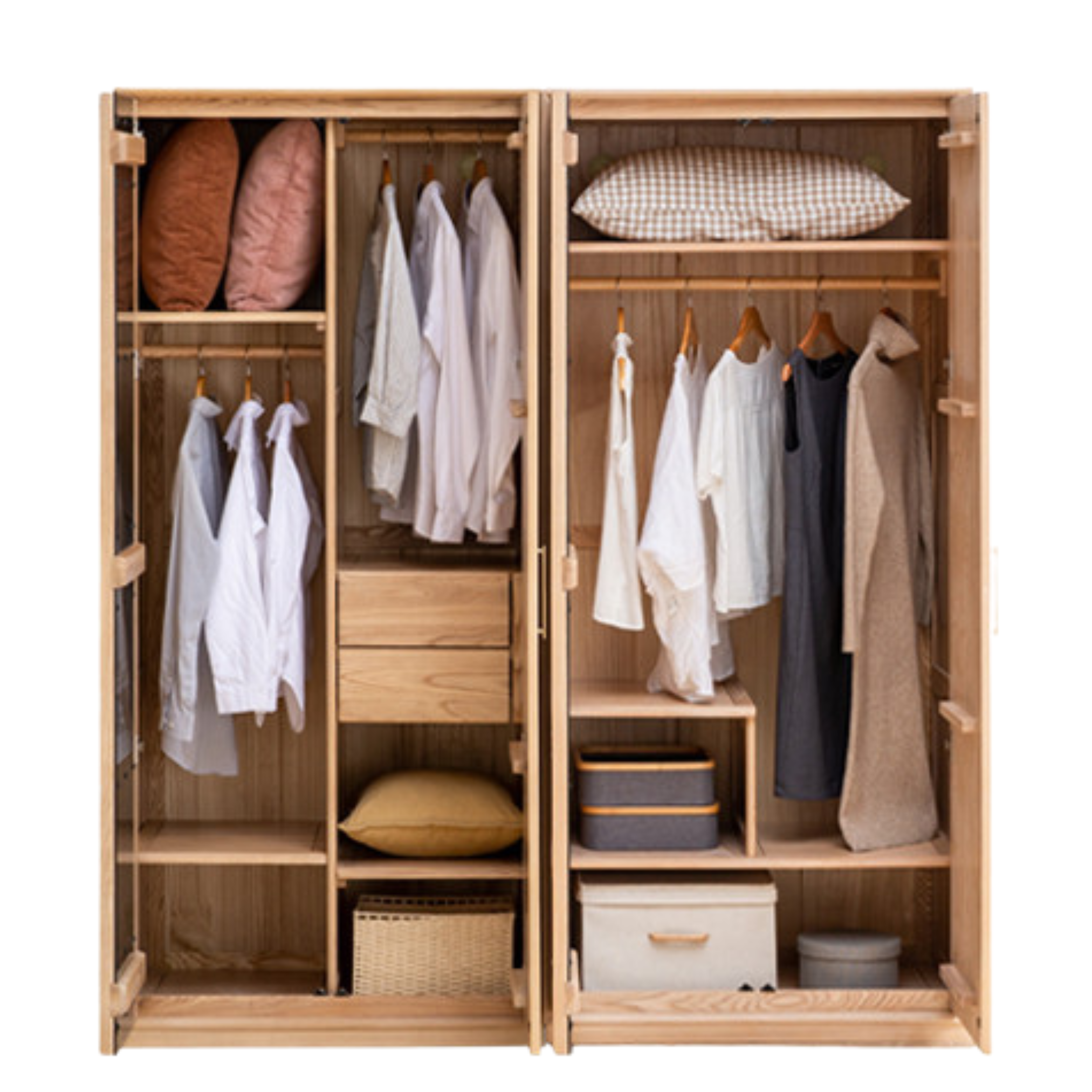 Ash Solid Wood Modern Wardrobe.