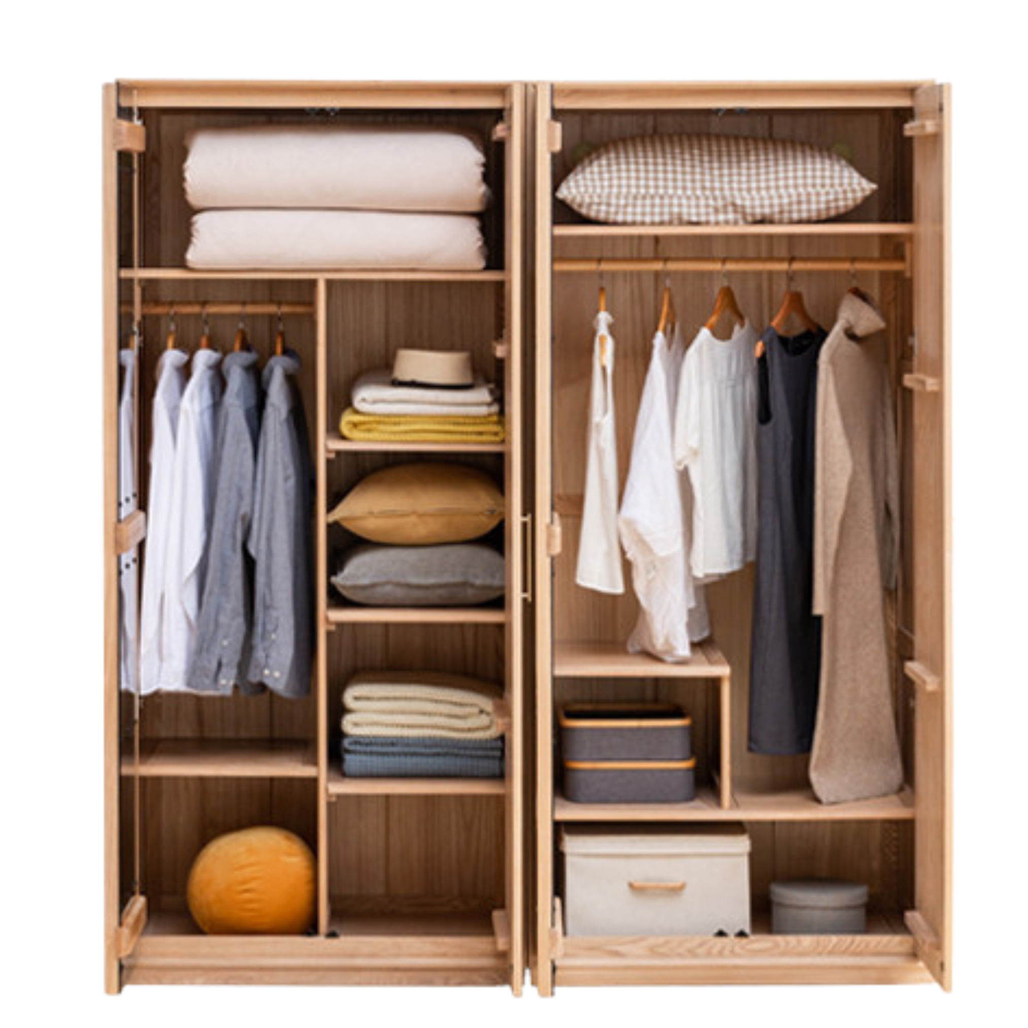 Ash Solid Wood Modern Wardrobe.