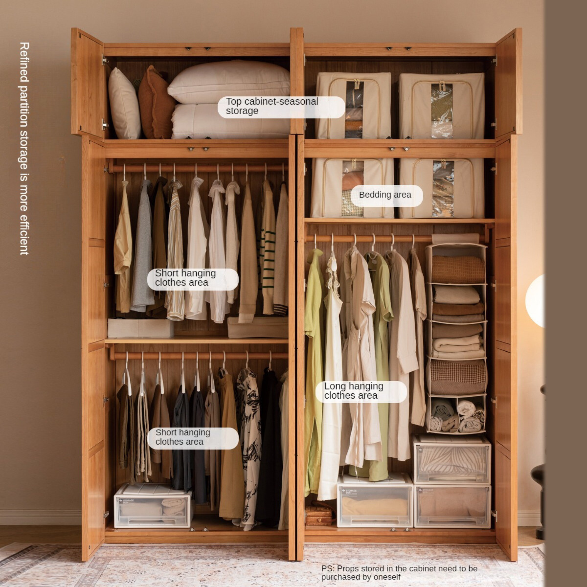 Cherry Wood Wardrobe Retro Style Skeleton Line.