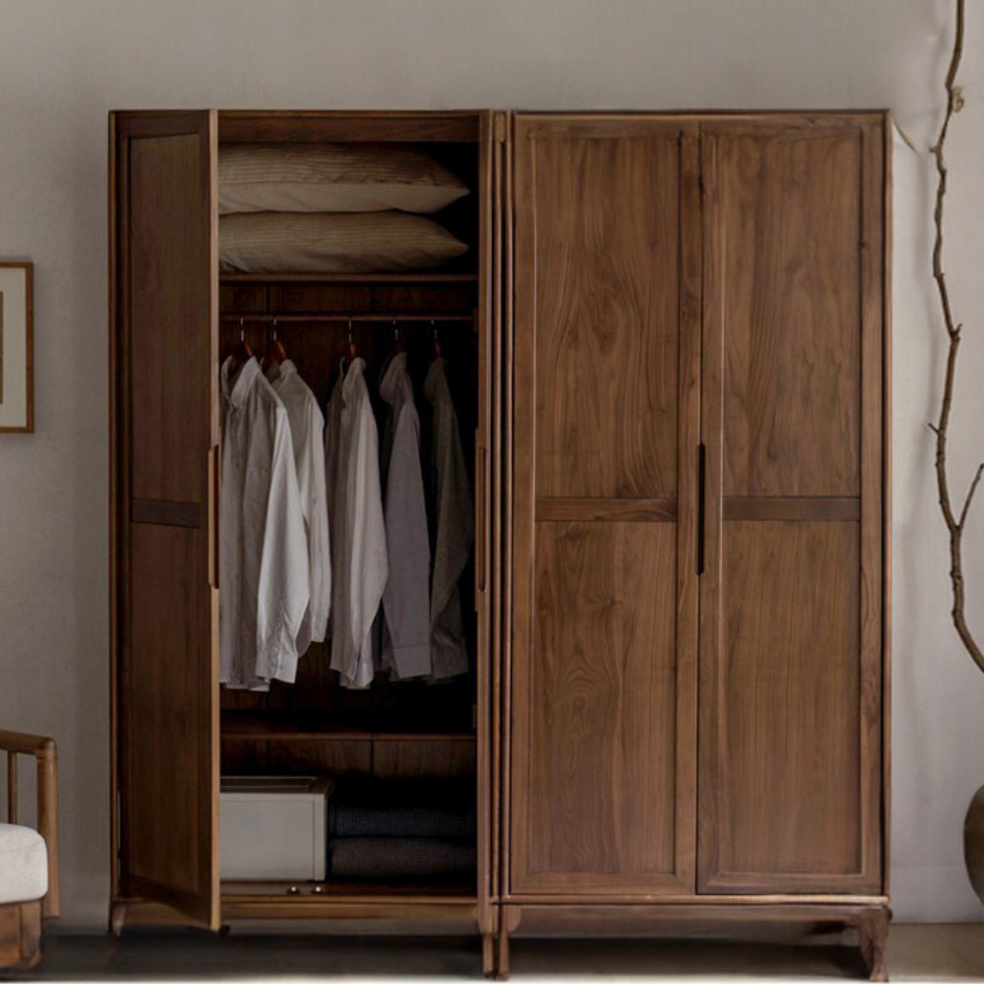 Walnut solid wood wardrobe hotsell