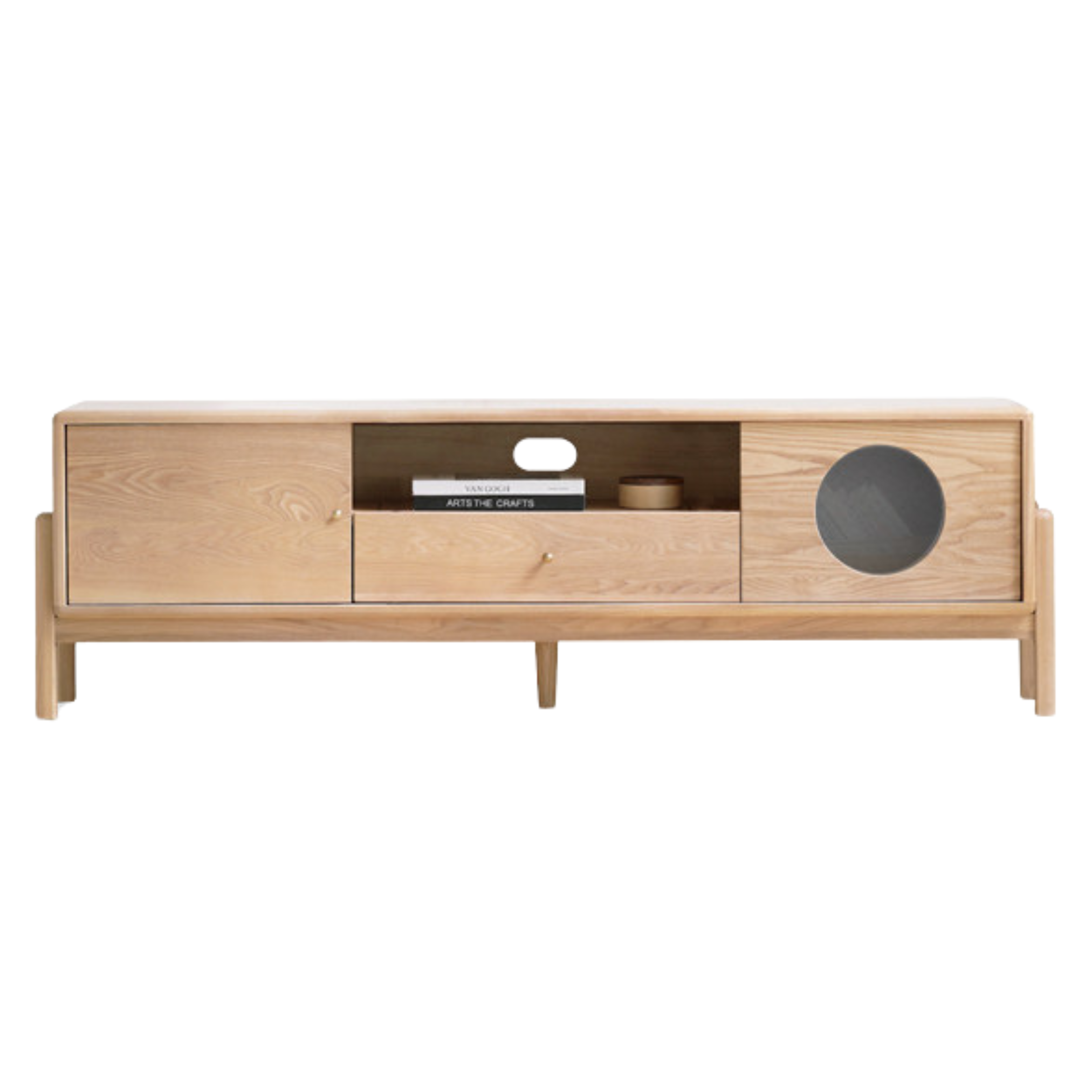 Ash Solid Wood Nordic Floor TV Cabinet.