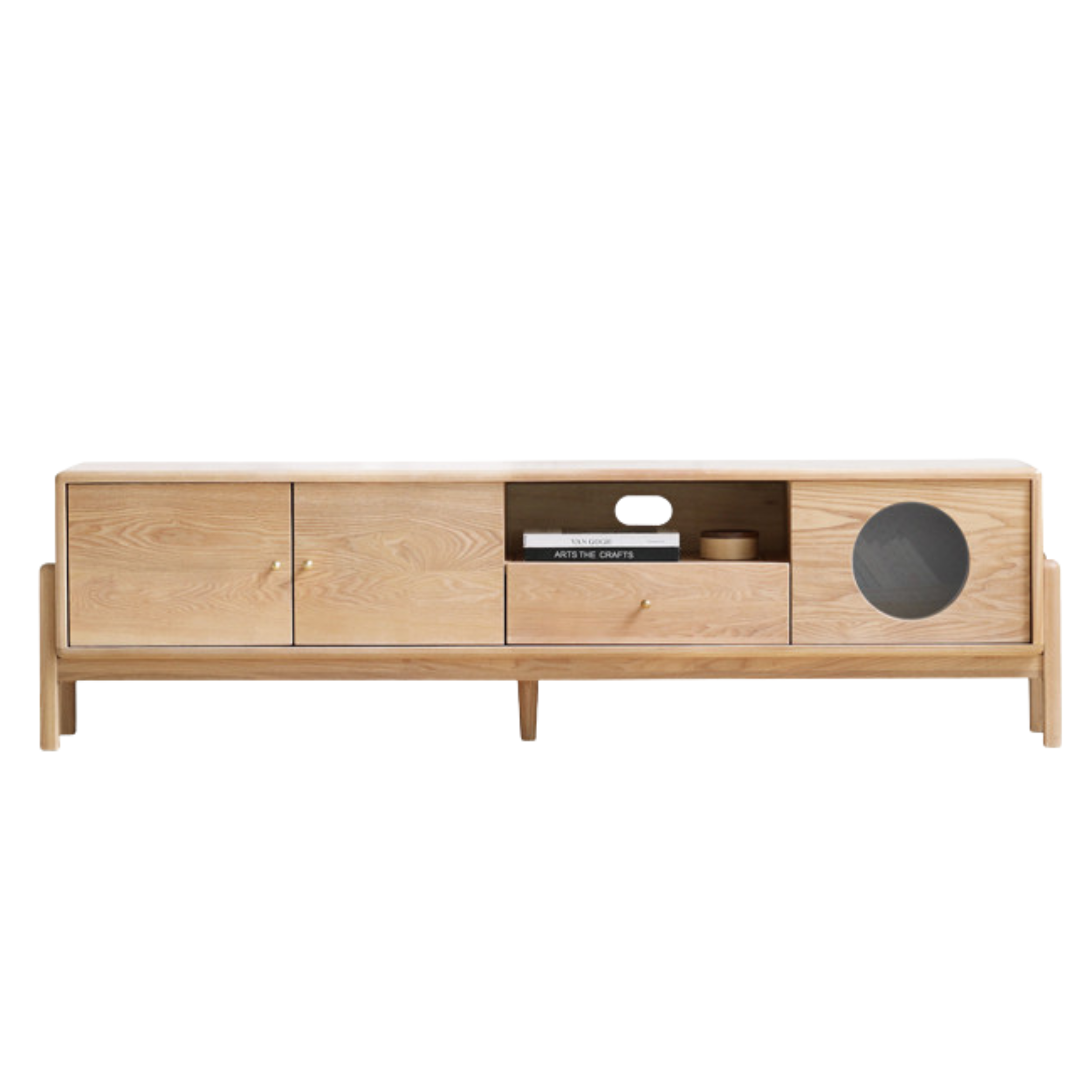 Ash Solid Wood Nordic Floor TV Cabinet.