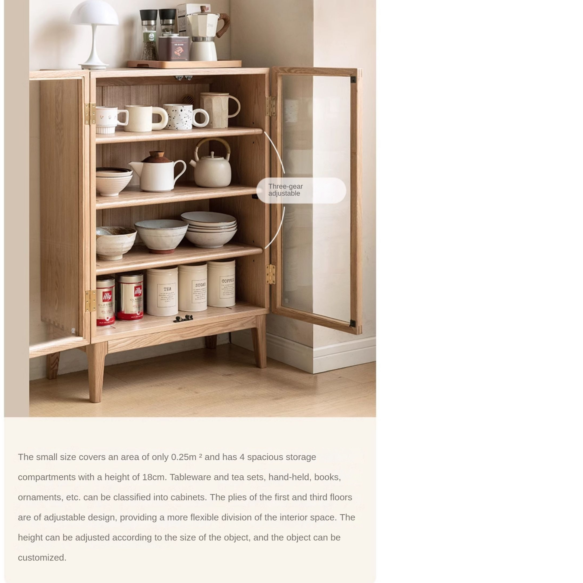 Ash Solid Wood Storage Side Cabinet