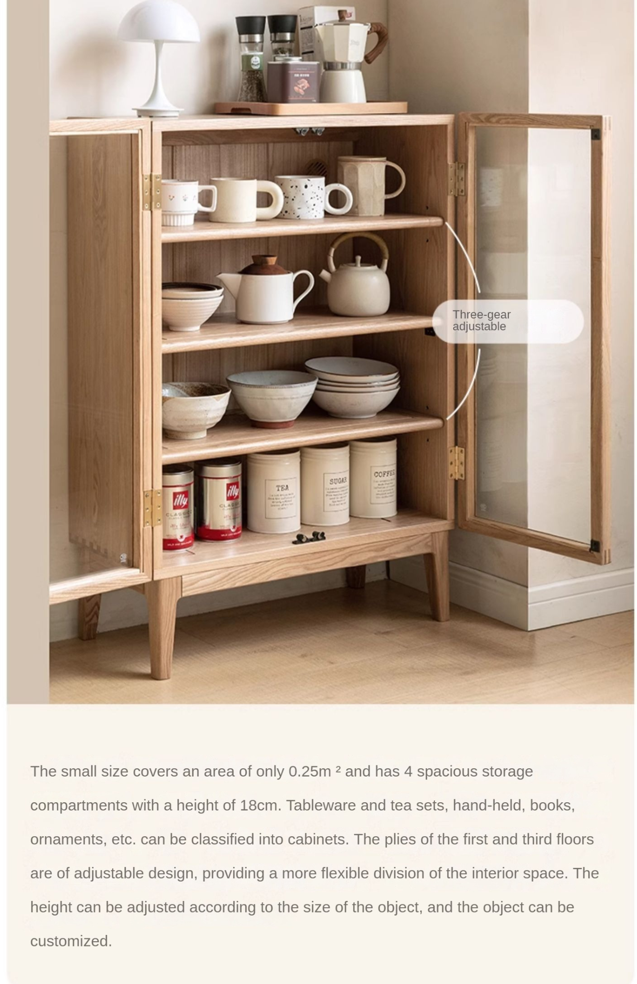 Ash Solid Wood Storage Sideboard