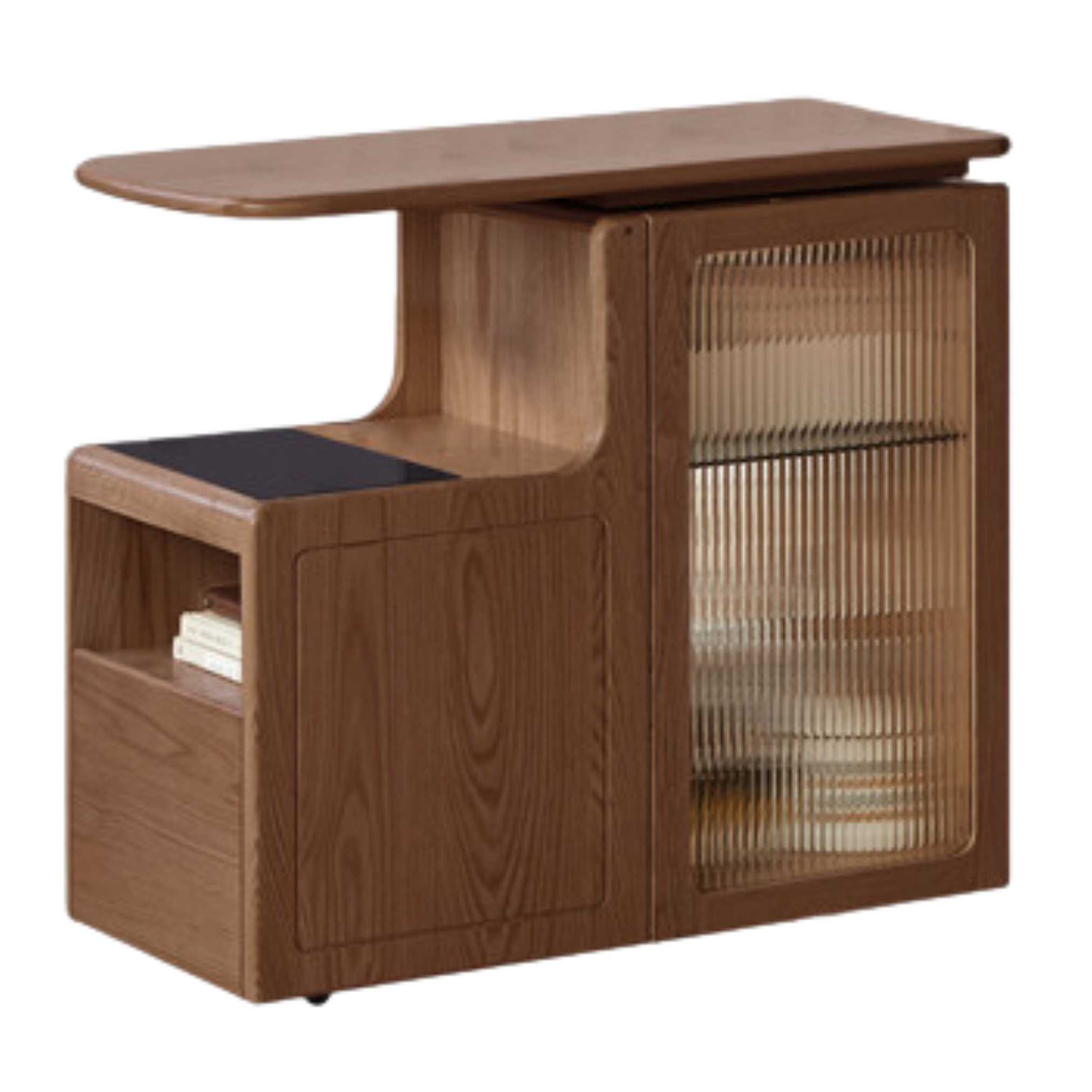 Black Walnut, Oak Solid Wood Movable Multifunctional Tea Cabinet Kettle Integrated