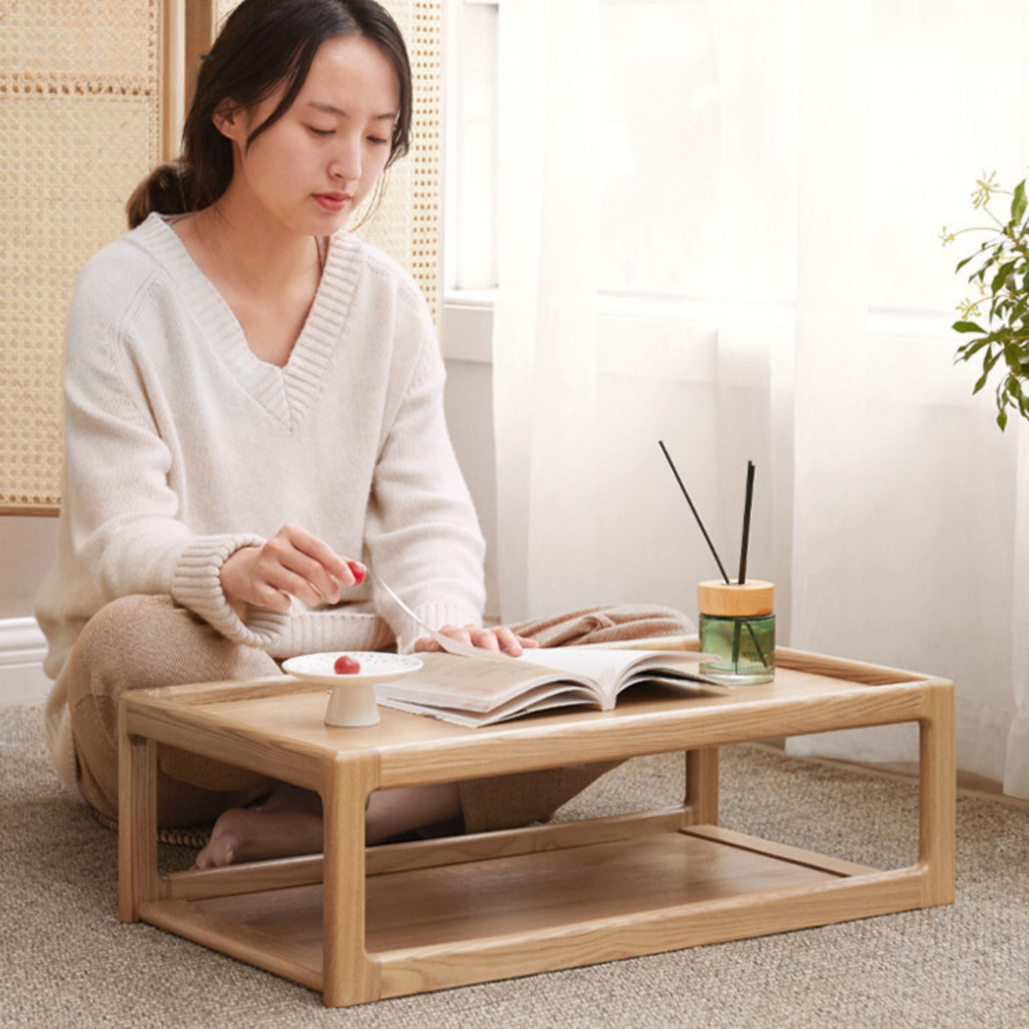 Ash, Oak Solid Wood Low Table
