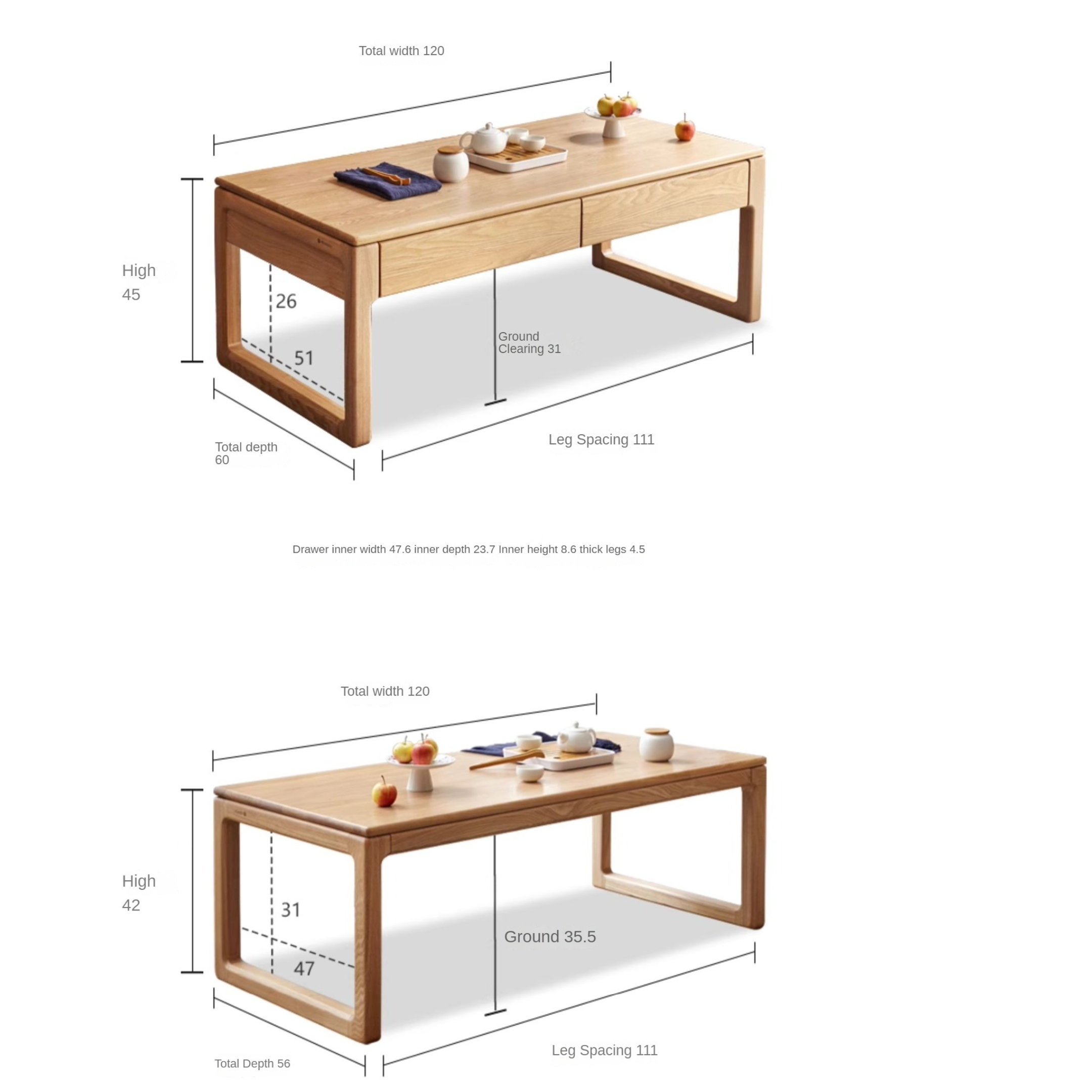 Oak, Ash Solid Wood Tea Table