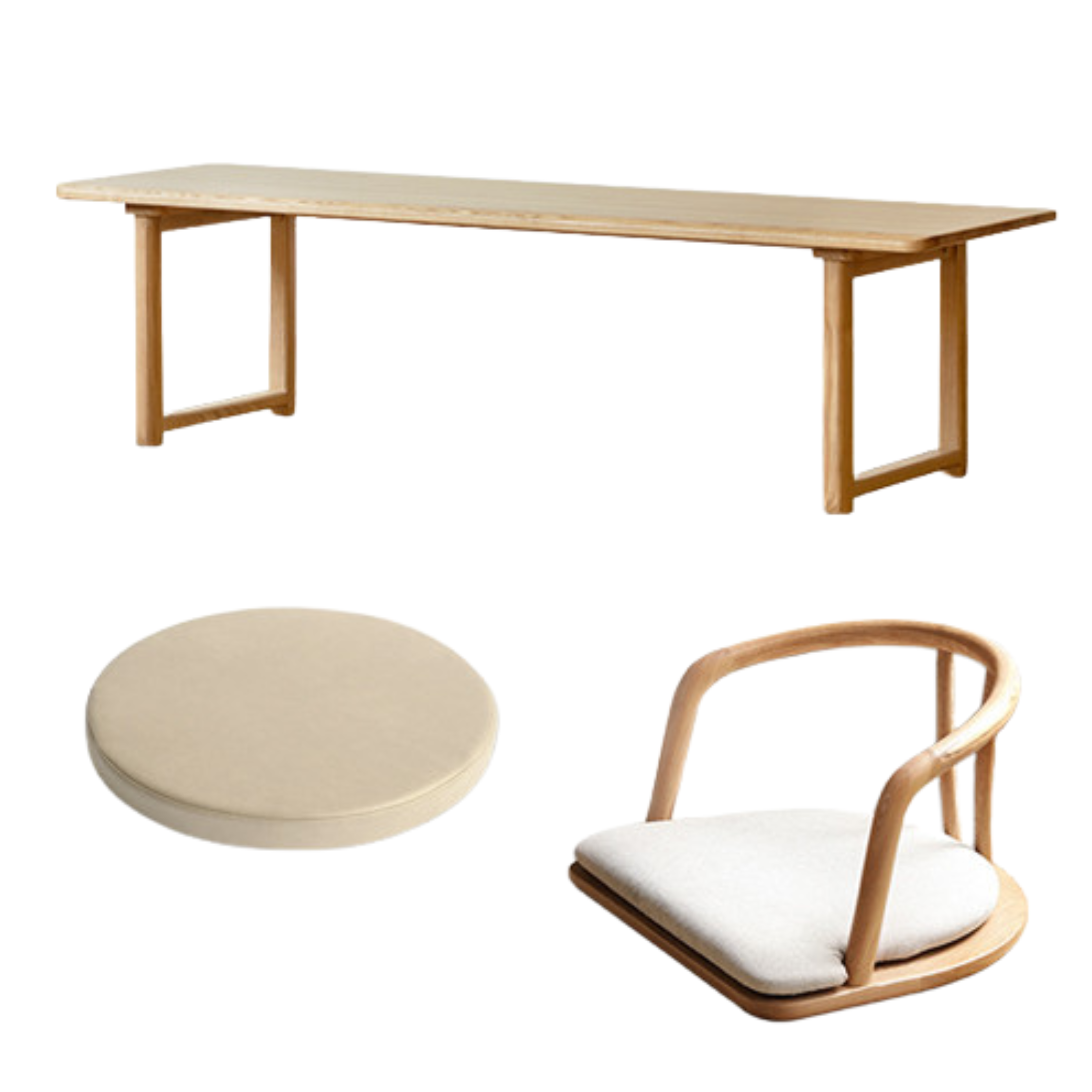 Ash Solid Wood Tatami Short Tea Table.