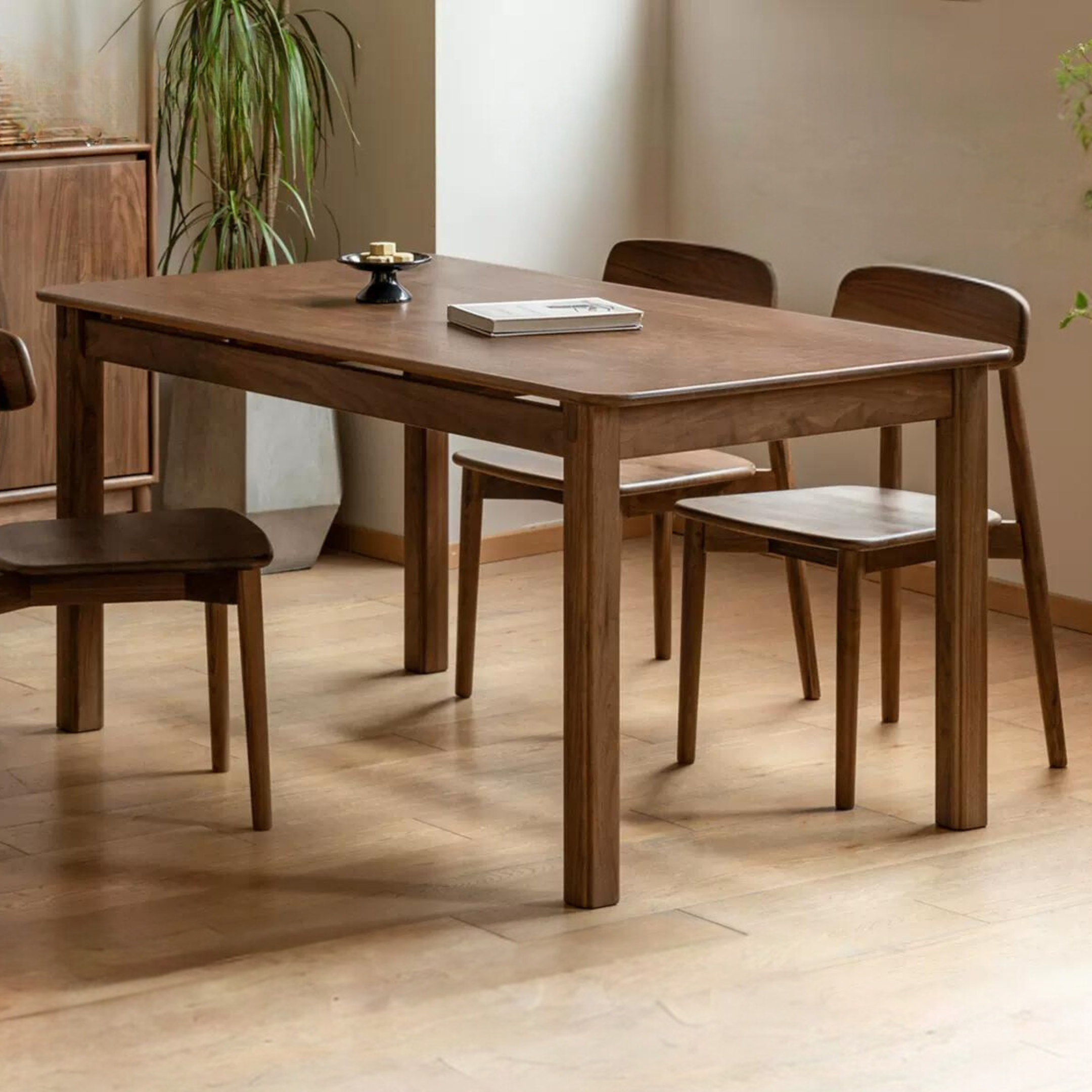 Black Walnut, Ash Solid Wood Dining Table.