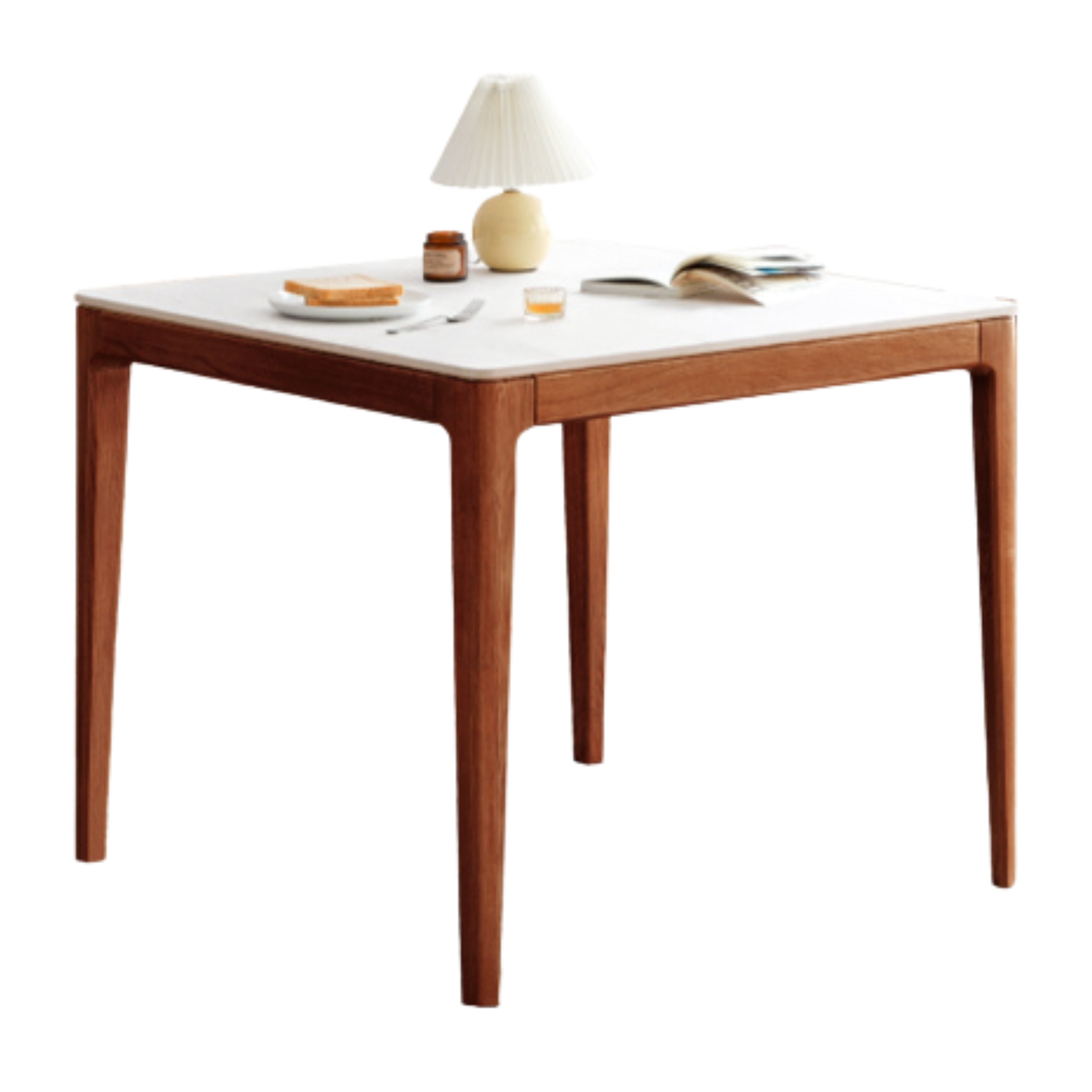 Black Walnut, Oak Solid Wood Square Rock Board Dining Table