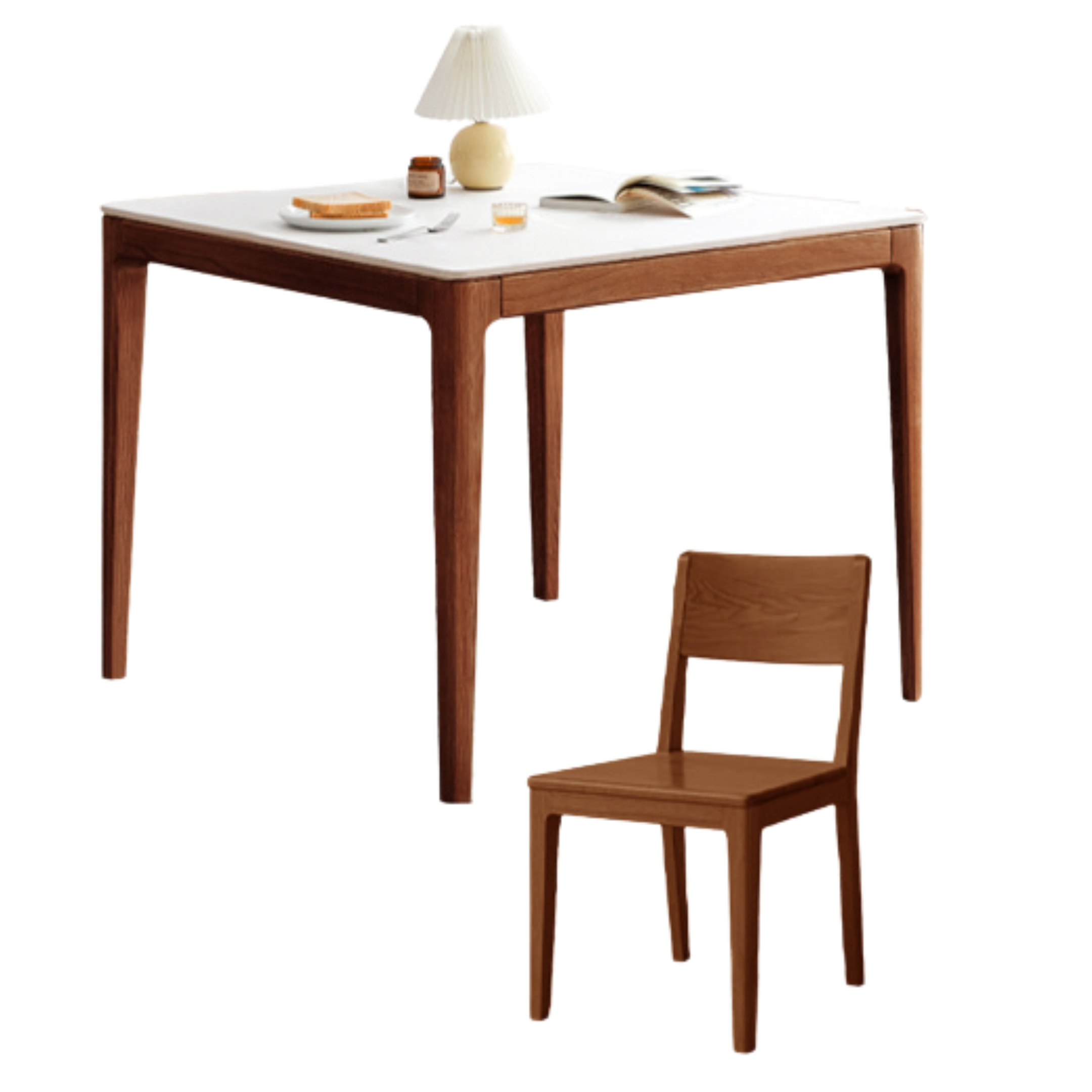 Black Walnut, Oak Solid Wood Square Rock Board Dining Table