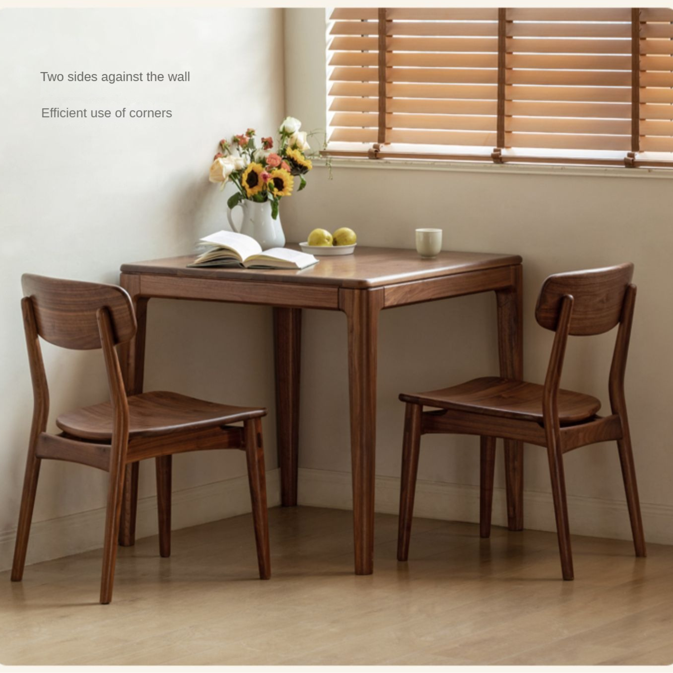 Black Walnut, Oak Solid Wood Square Rock Board Dining Table