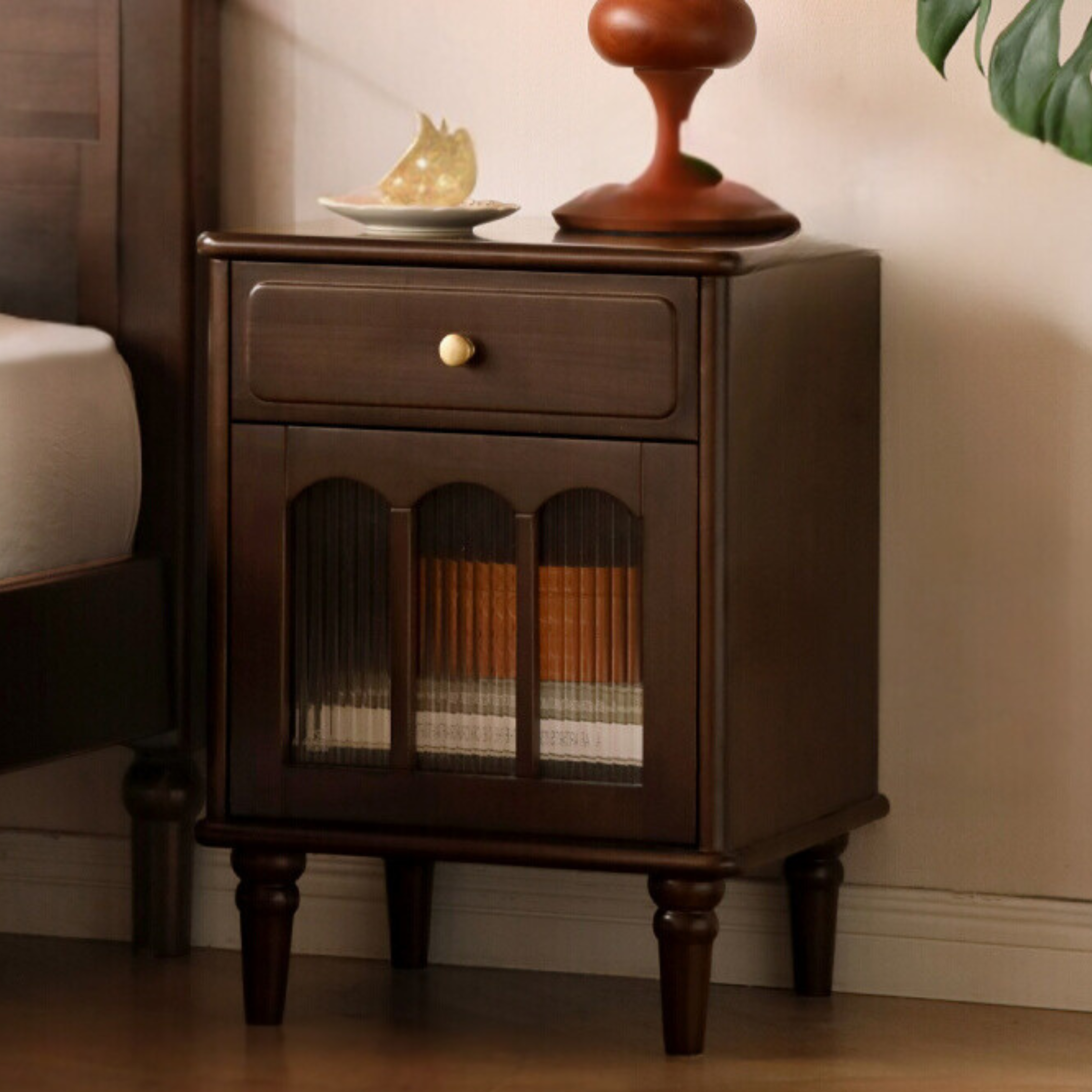 Black Walnut, Poplar Solid Wood American Retro Nightstand