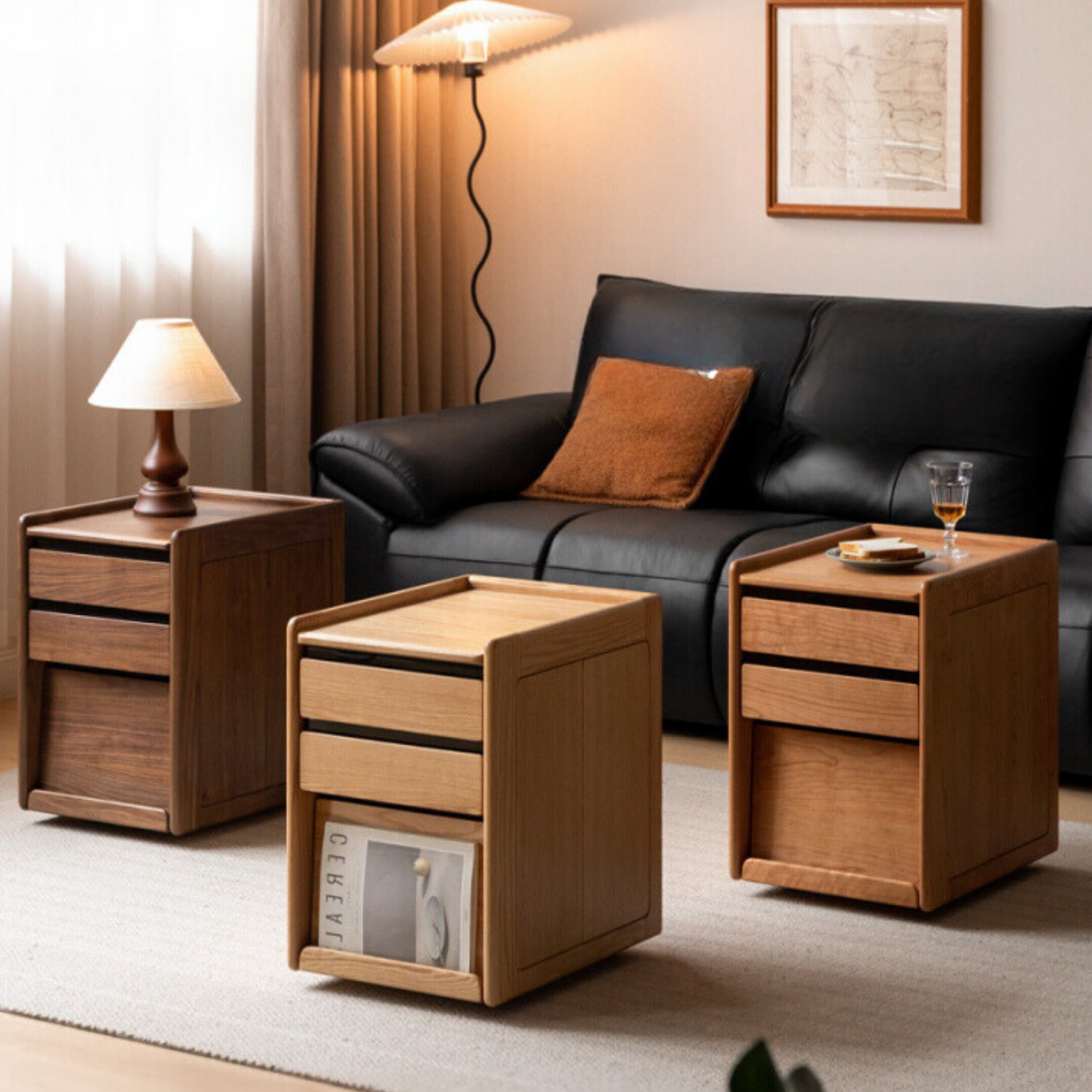 Oak, Cherry Wood, Black Walnut Solid Wood Multifunctional Bookcase