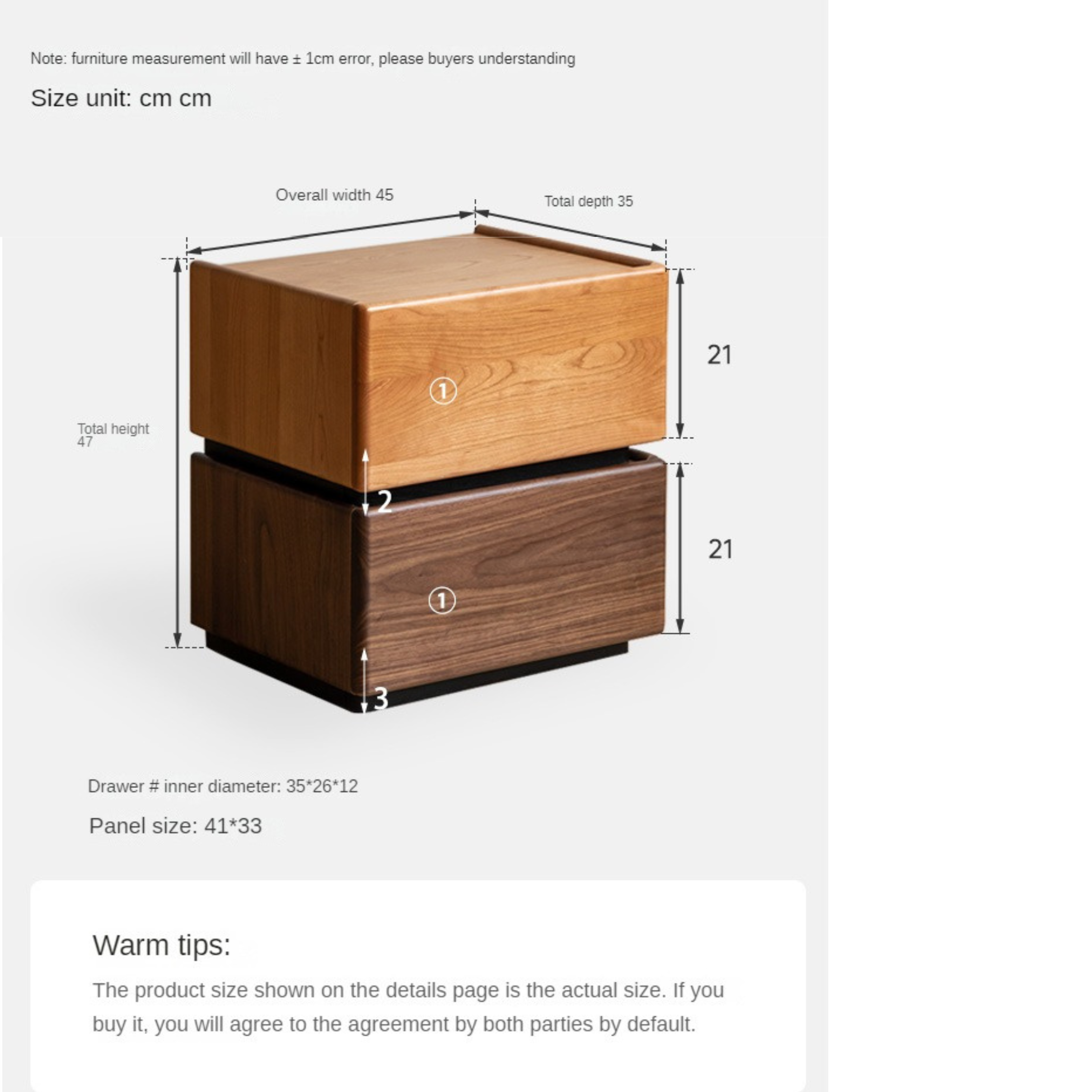Black Walnut, Oak, Cherry Solid Wood Nightstand