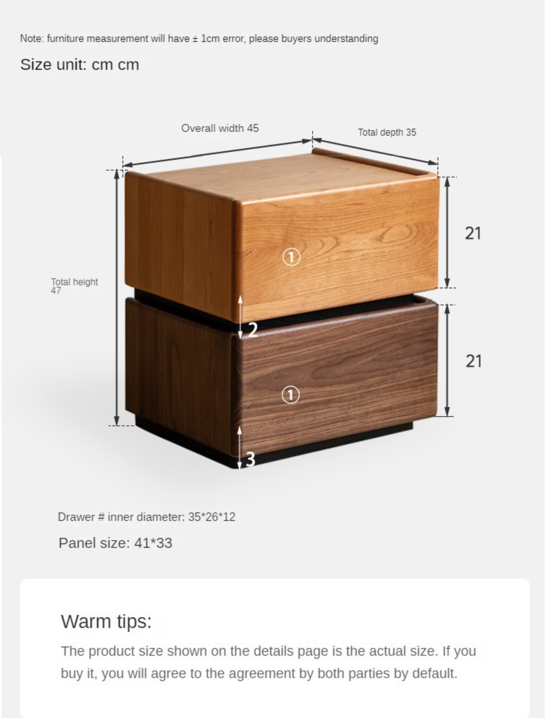 Black Walnut, Oak, Cherry Solid Wood Nightstand