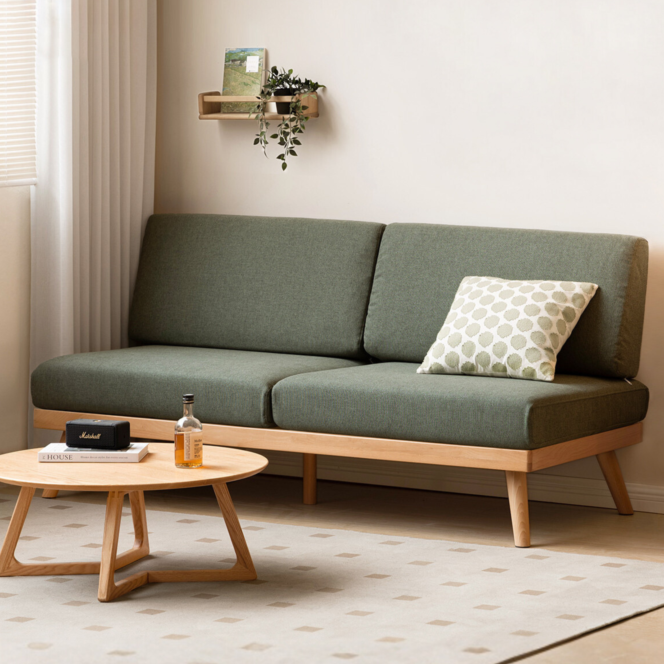 Beech Solid Wood Soft-covered Sofa.