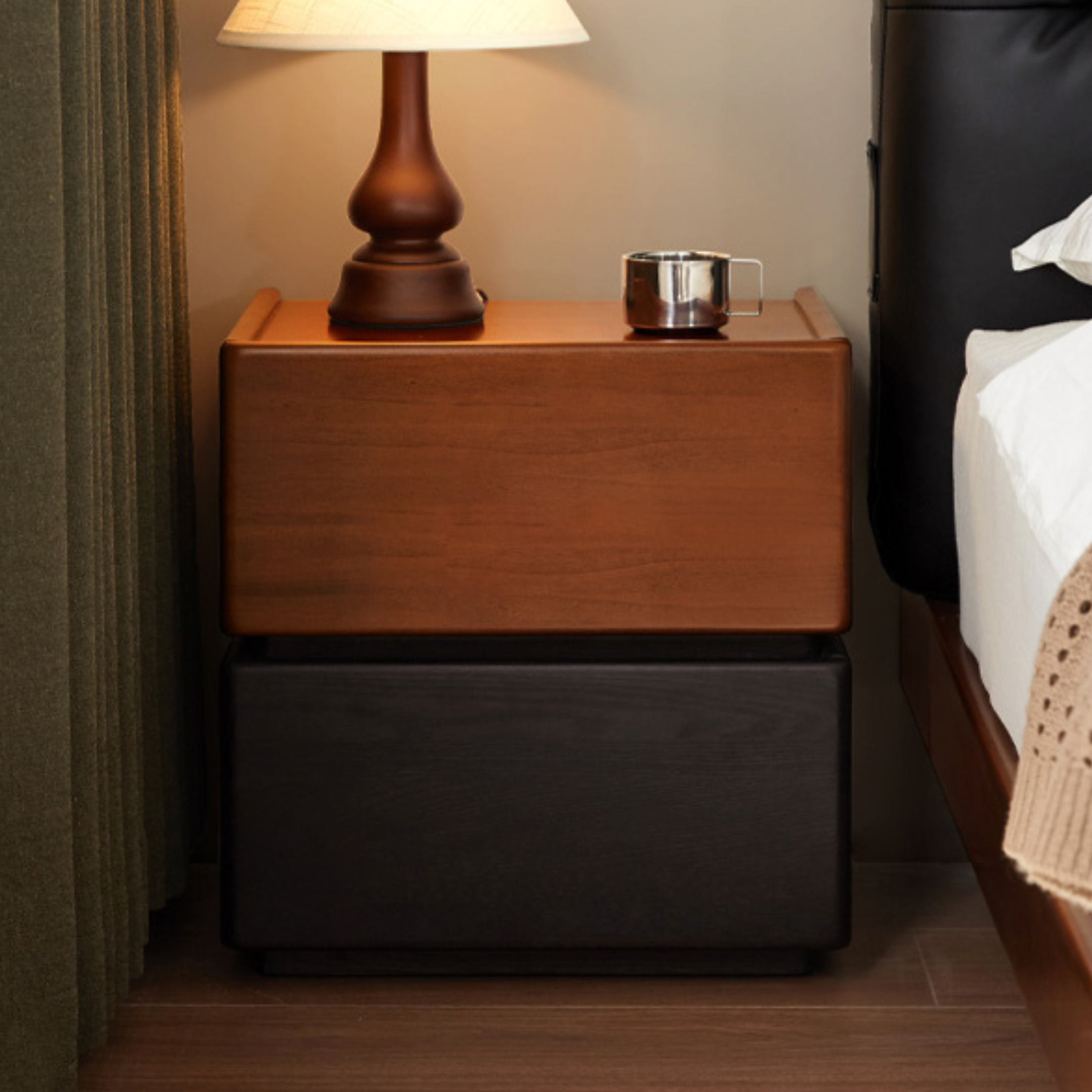 Oak, Poplar Solid Wood Nightstand