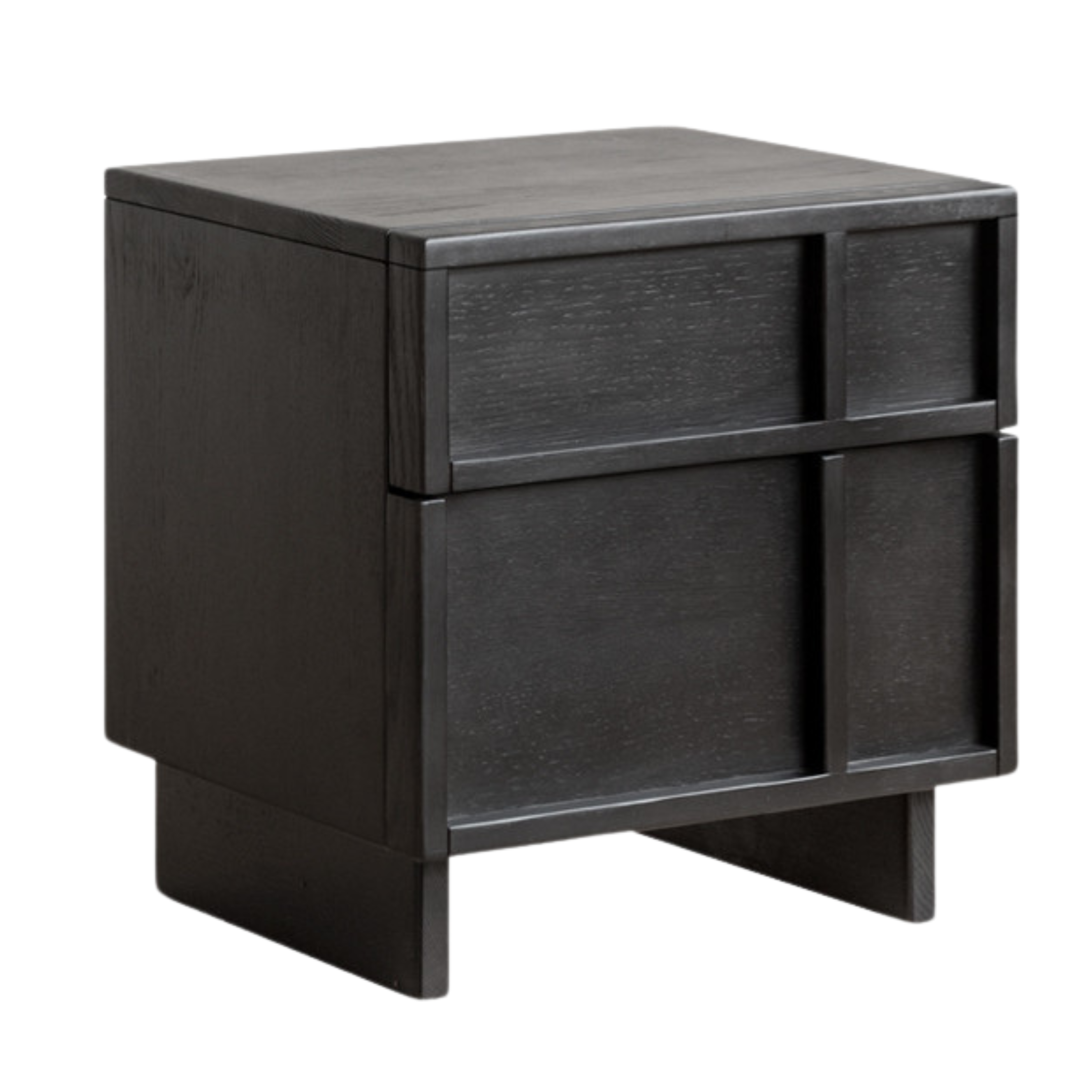 Oak Solid Wood Modern Black Storage Nightstand