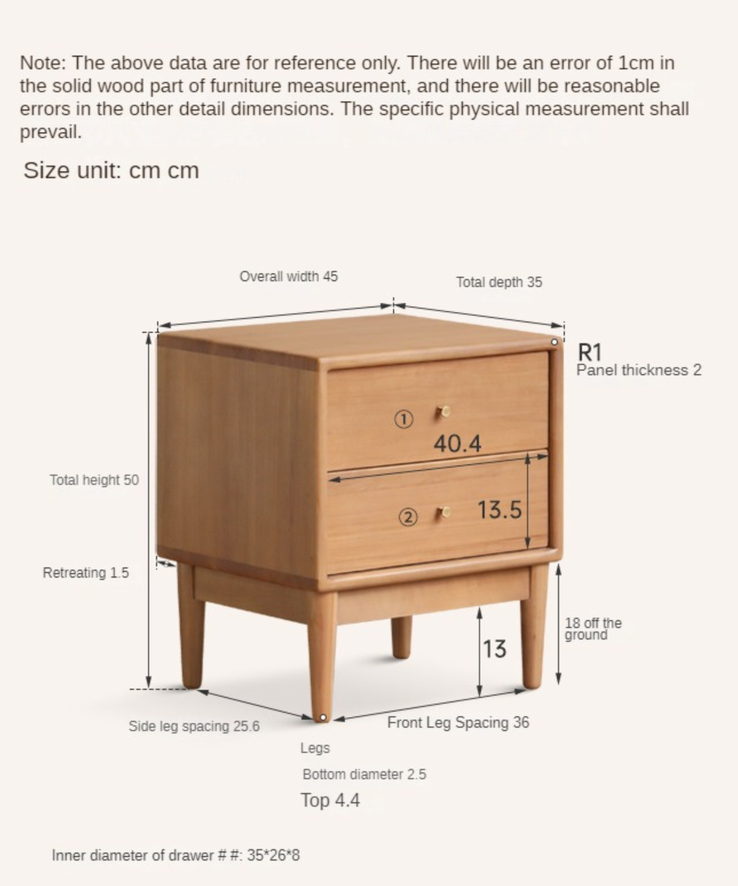 Poplar Solid Wood Nightstand,
