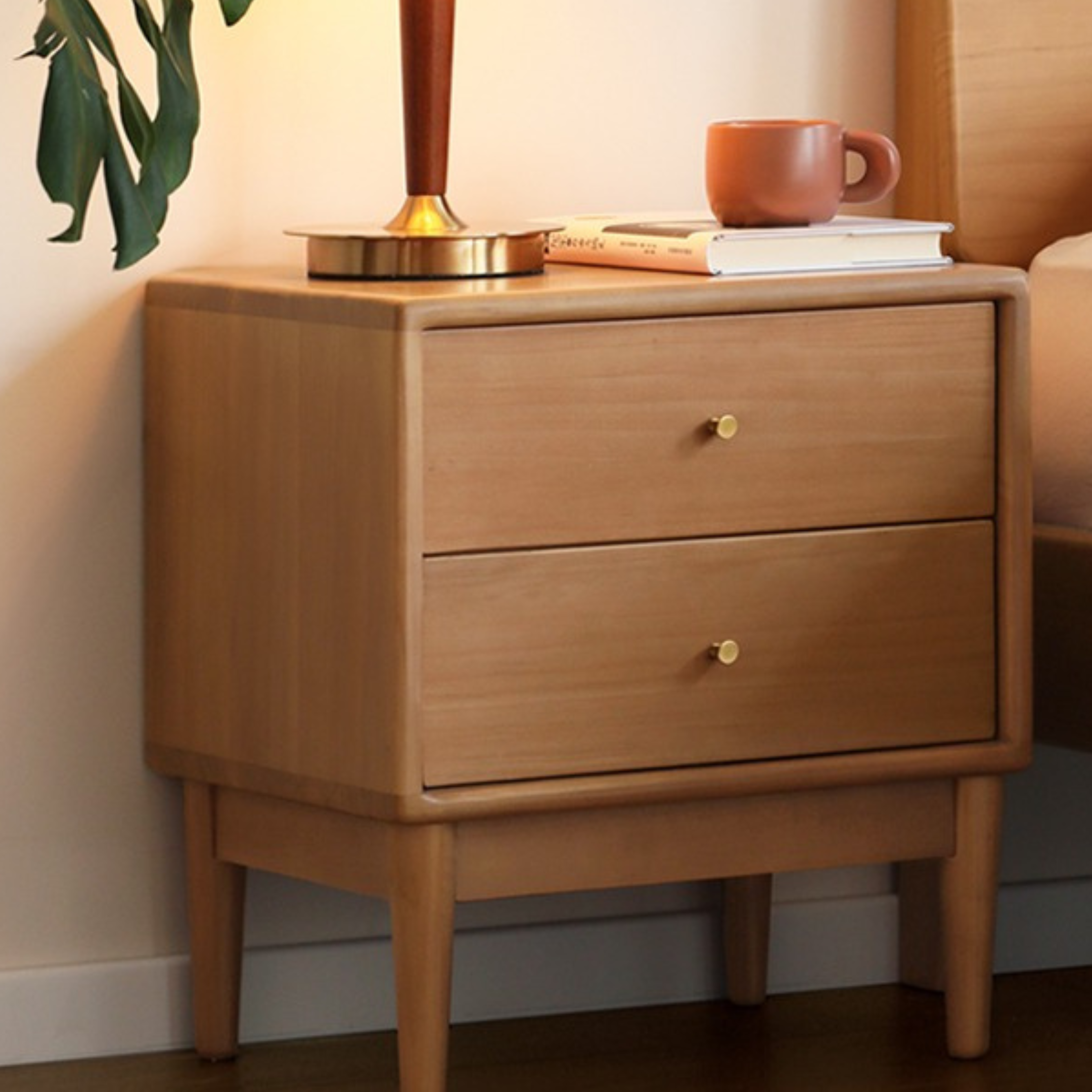 Poplar Solid Wood Nightstand,