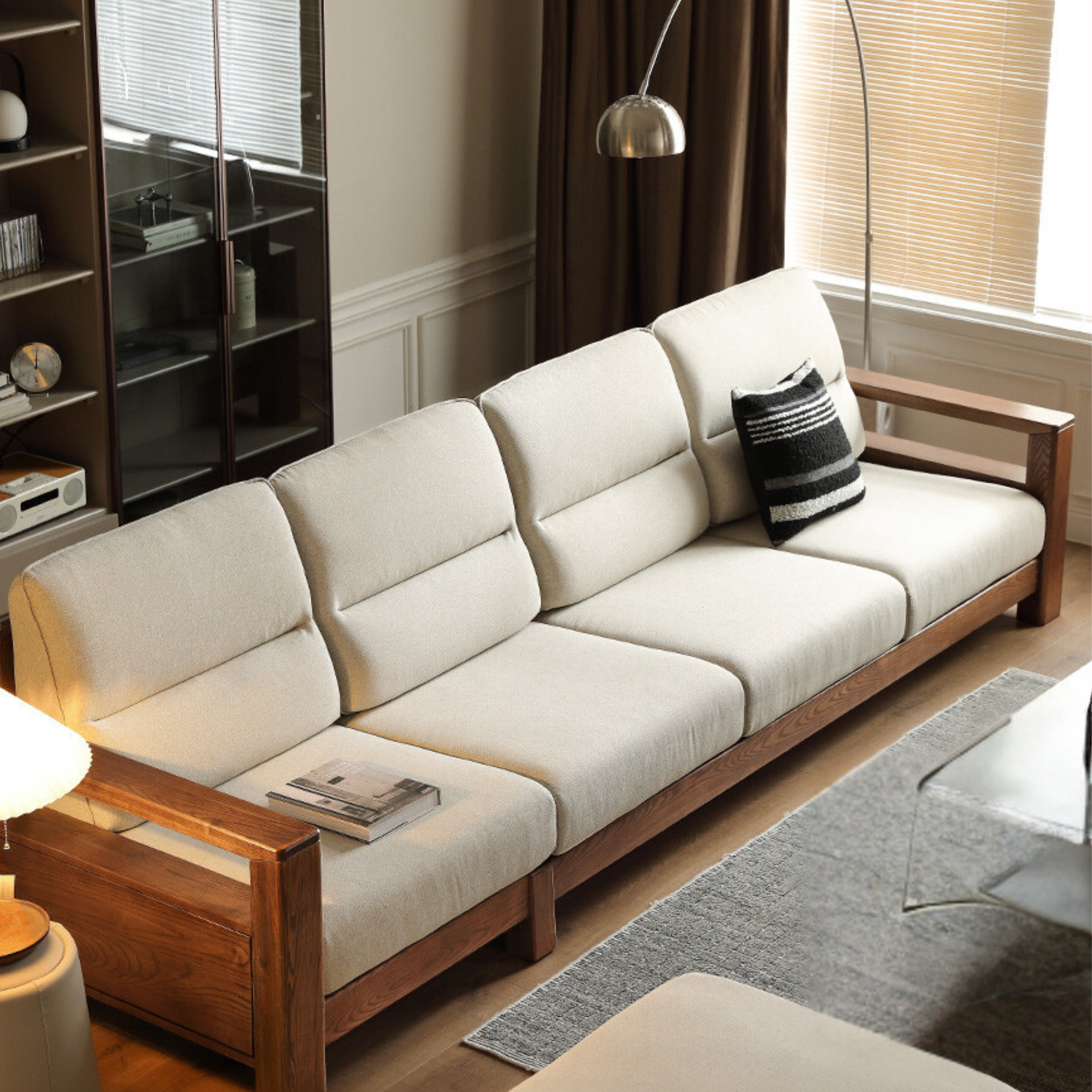 Ash Solid Wood Corner Sofa.