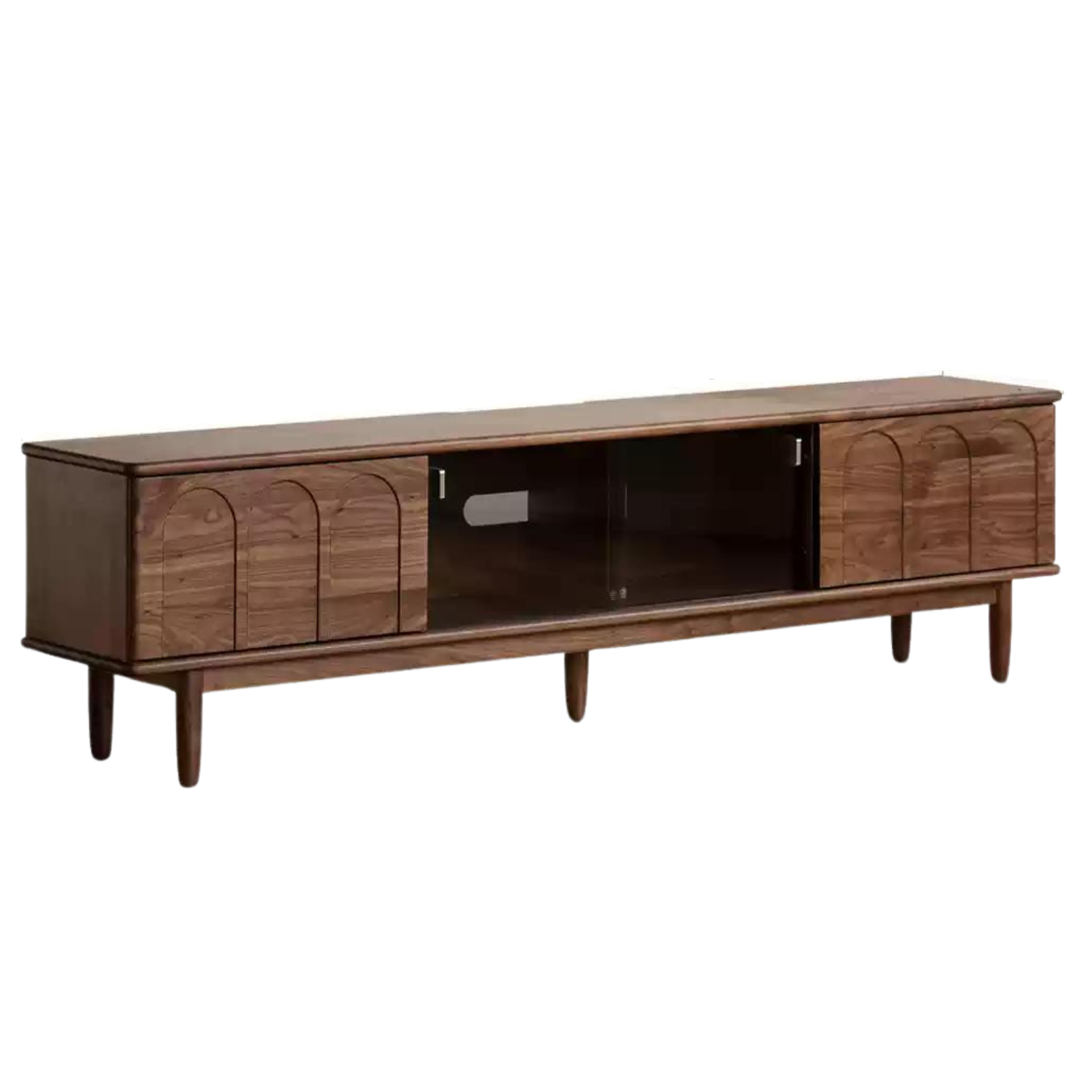 Black Walnut Solid Wood Retro Large Capacity TV Cabinet.