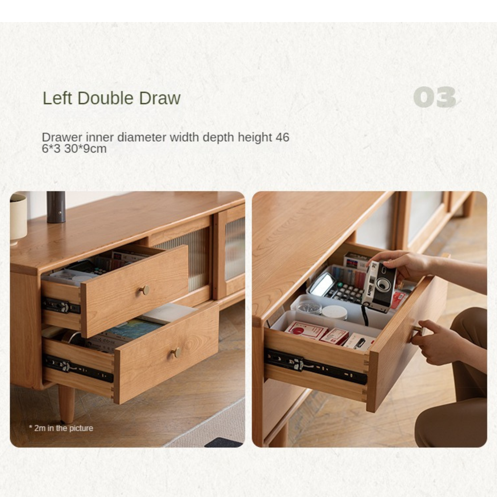 Cherry Solid Wood Modern TV Cabinet.