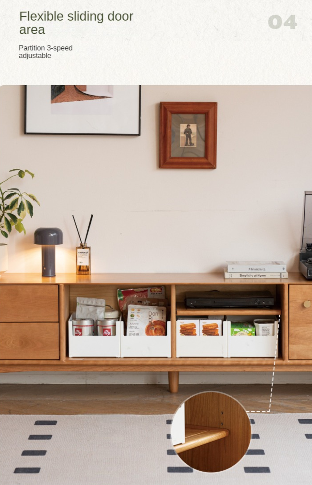 Cherry Solid Wood Modern TV Cabinet.