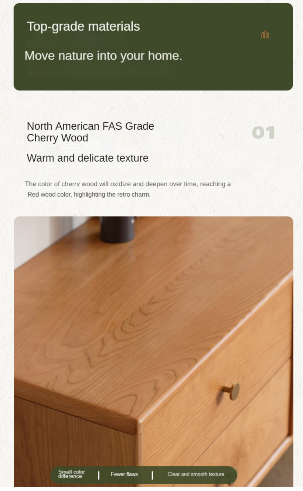 Cherry Solid Wood Modern TV Cabinet.