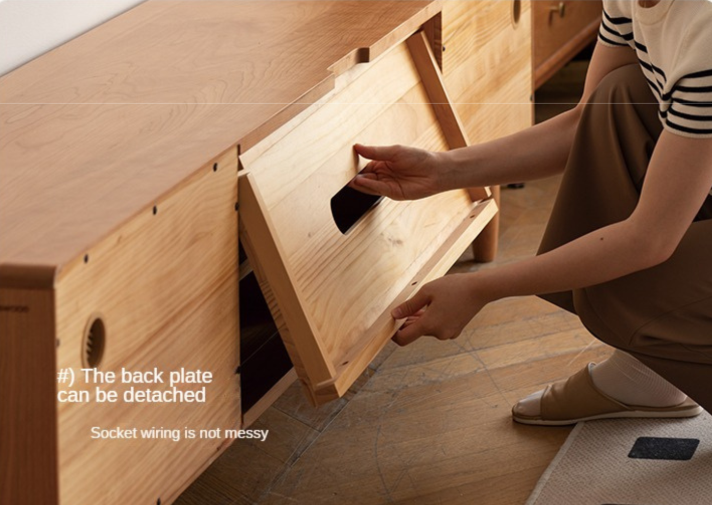 Cherry, Ash Solid Wood Modern TV Cabinet.