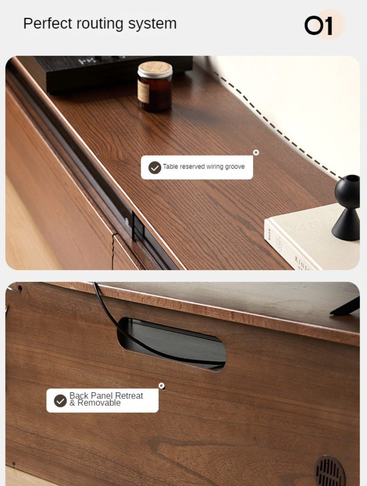 Oak Solid Wood Floor TV Cabinet.