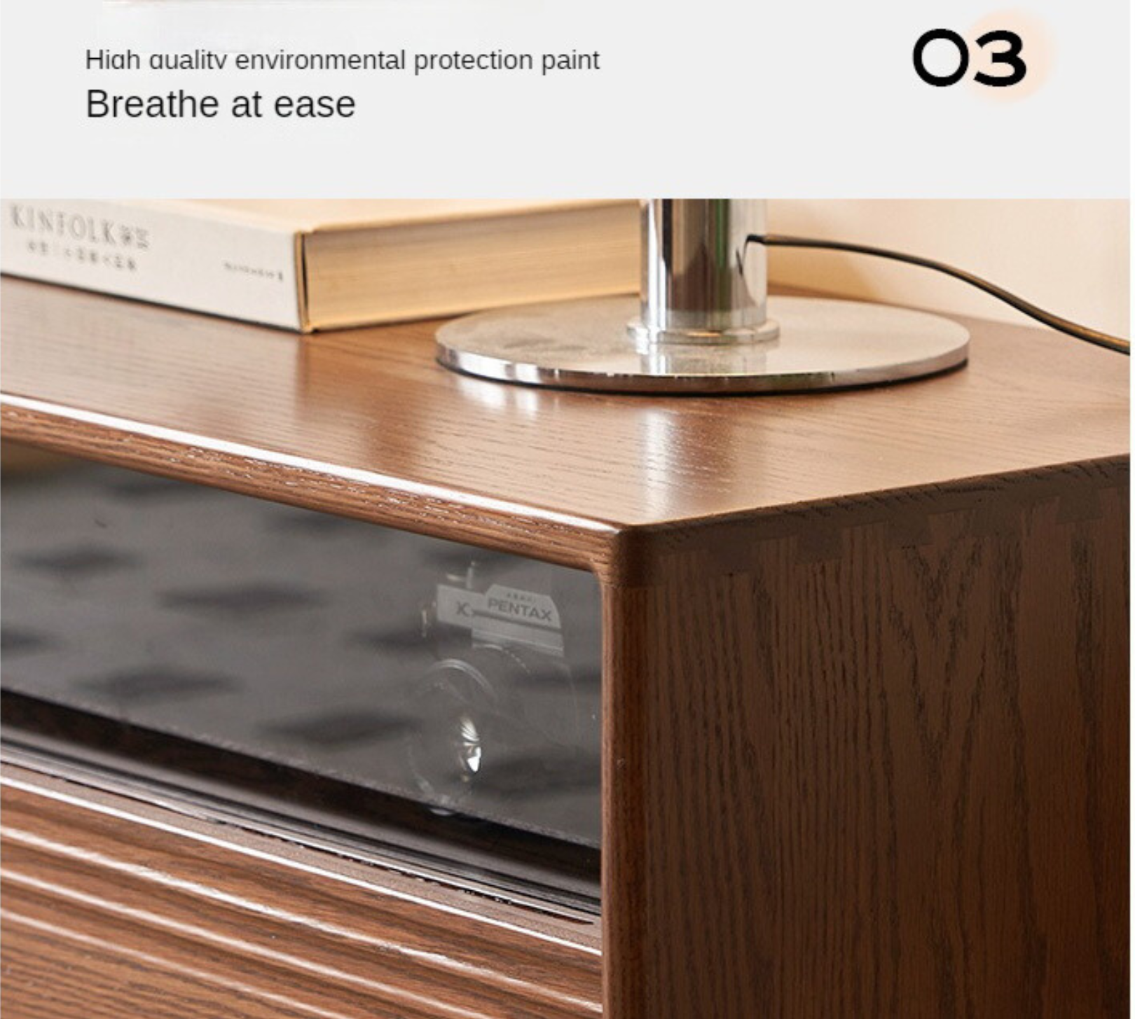 Oak Solid Wood Floor TV Cabinet.