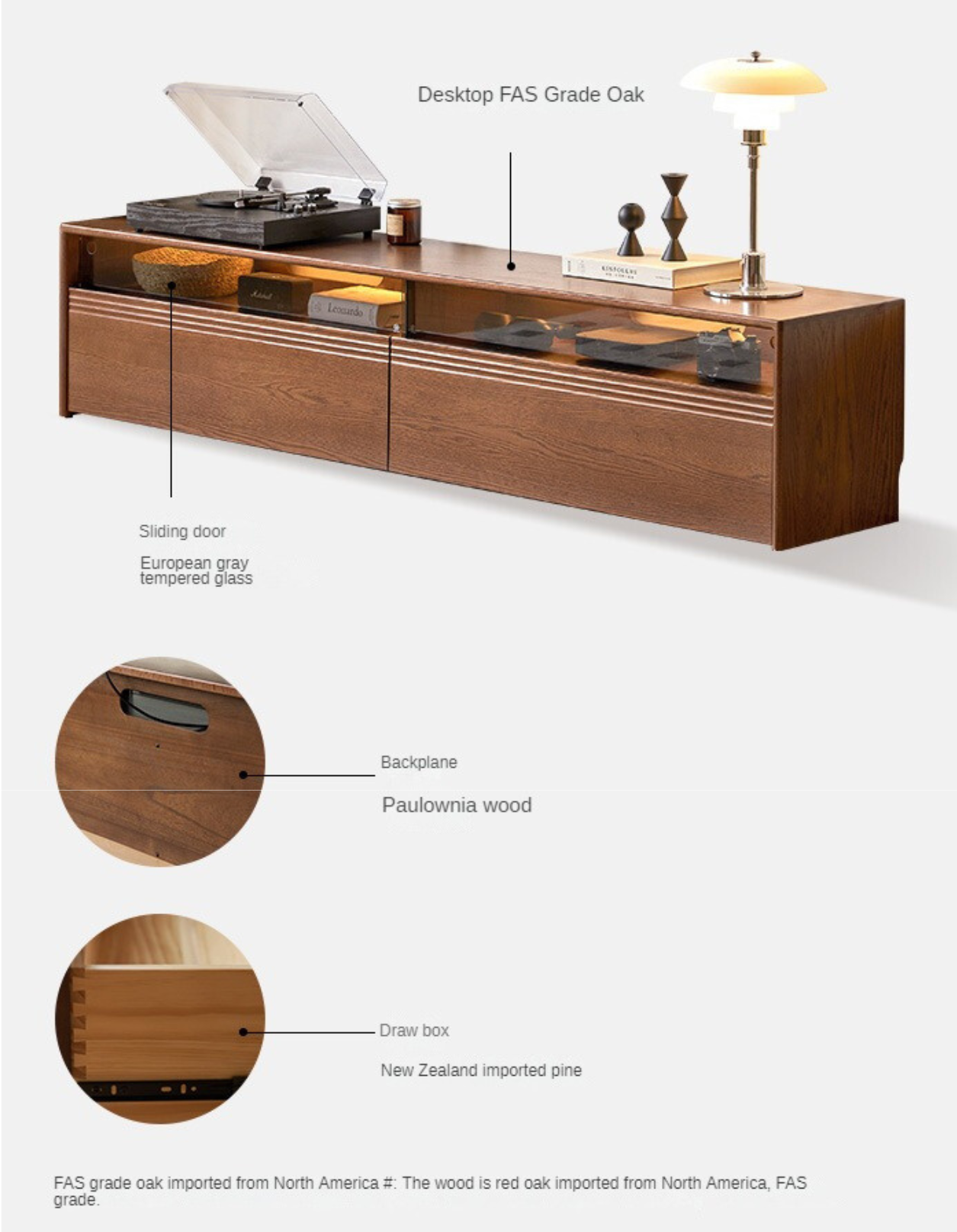 Oak Solid Wood Floor TV Cabinet.