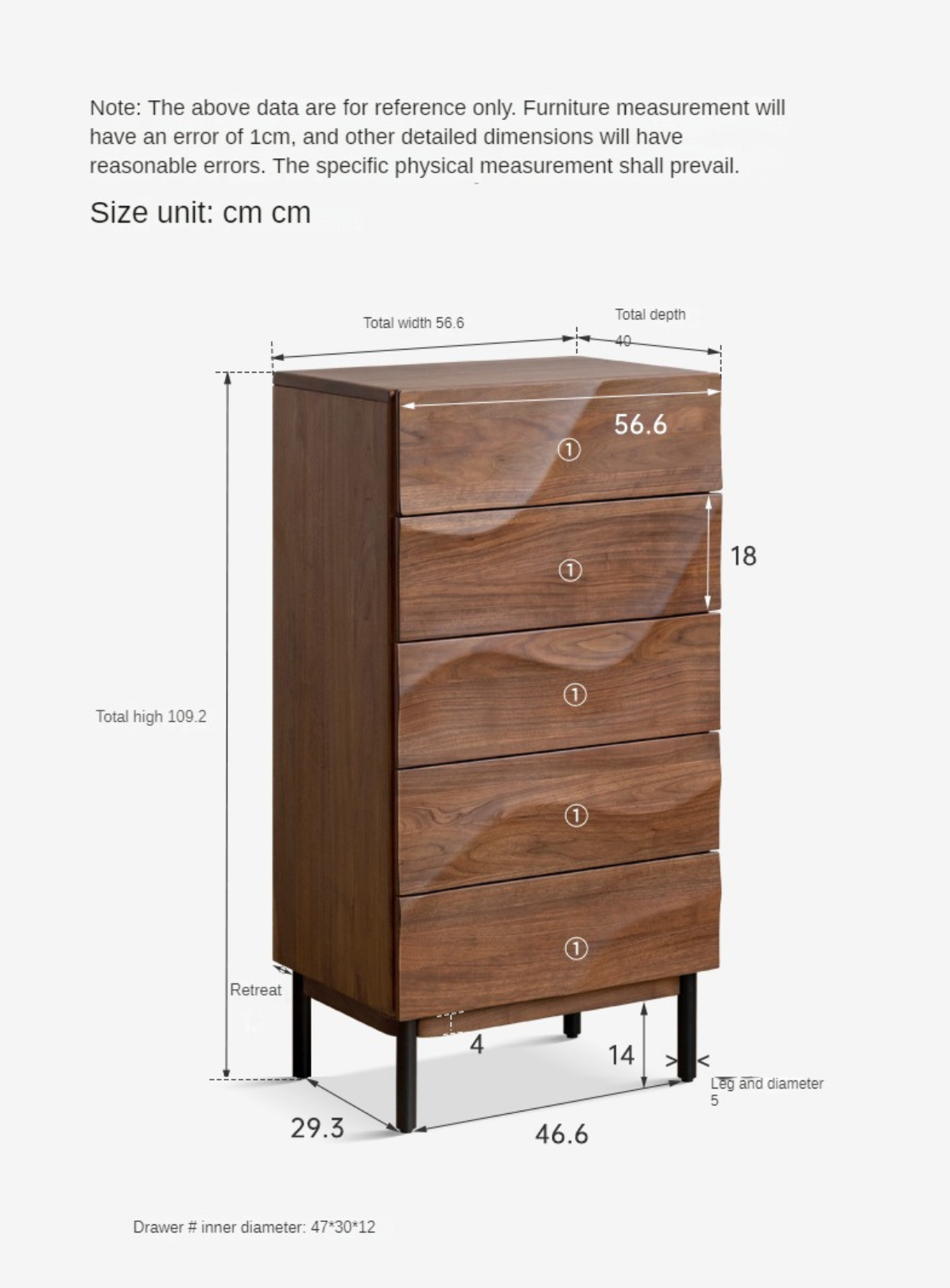 Black Walnut Solid Wood Wave Side Cabinet