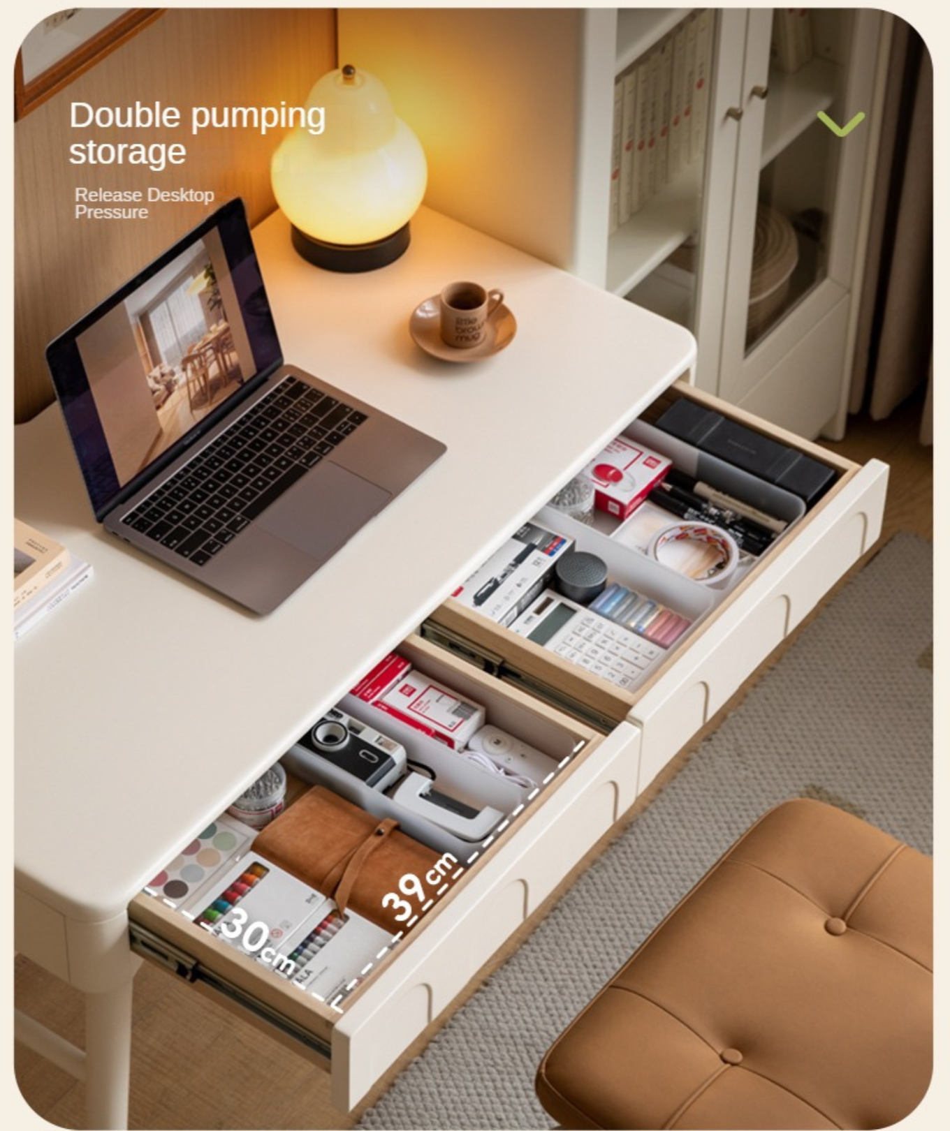 Solid Rubberwood French Cream Style Dressing Table.