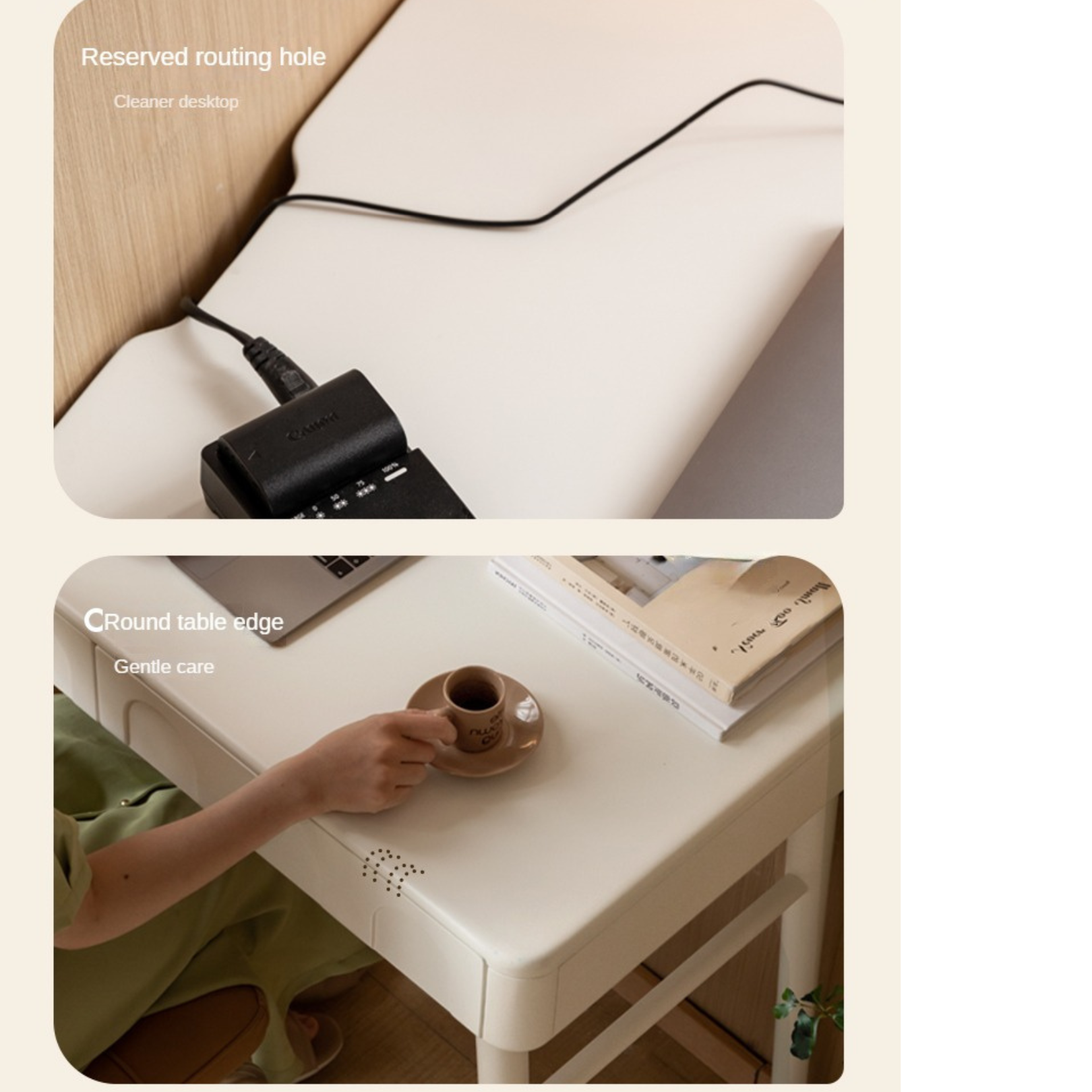 Solid Rubberwood French Cream Style Vanity Table.