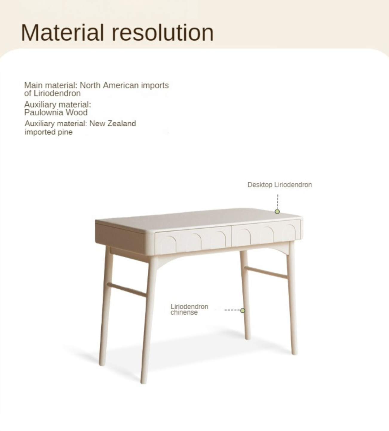 Solid Rubberwood French Cream Style Dressing Table.