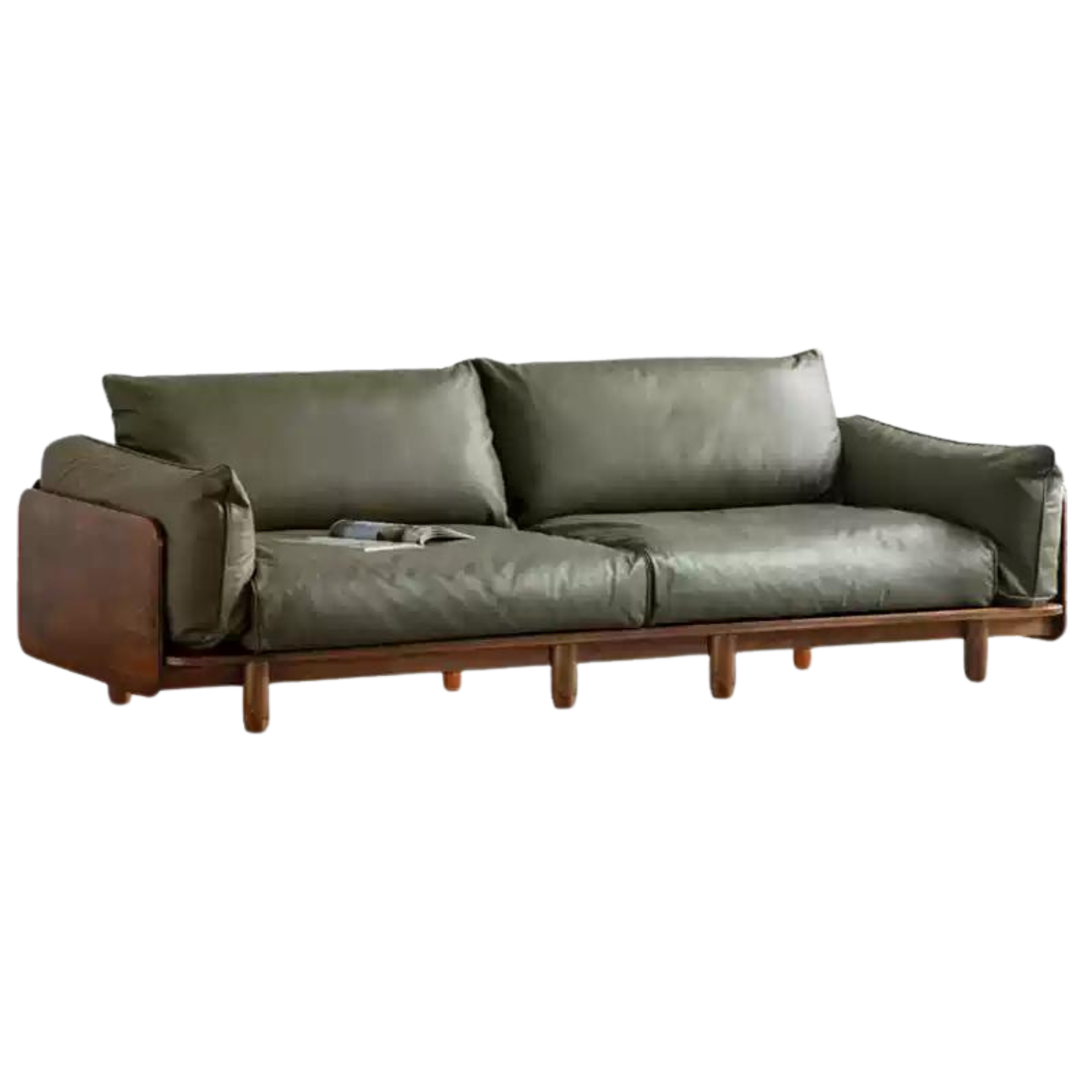 Oak, Ash Solid Wood Sofa Genuine Leather, Fabric.