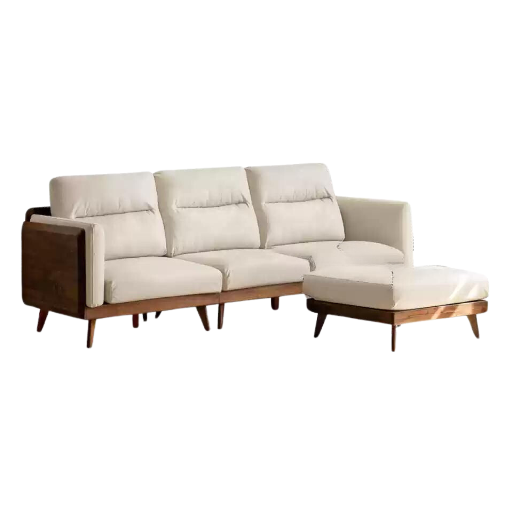 Black Walnut Solid Wood Sofa,Technology Cloth, Fabric.