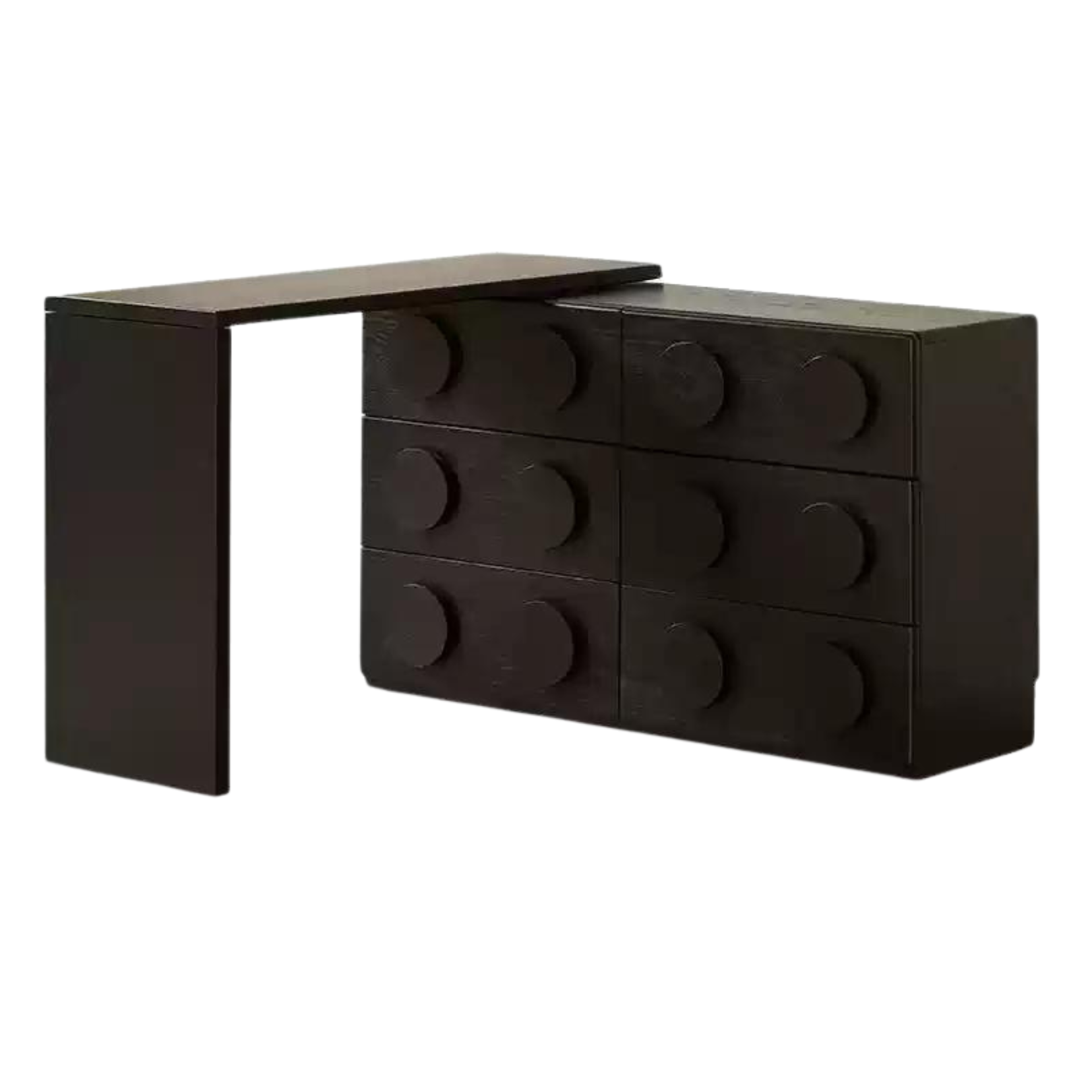 Oak Solid Wood Chest of Drawers Retro Black