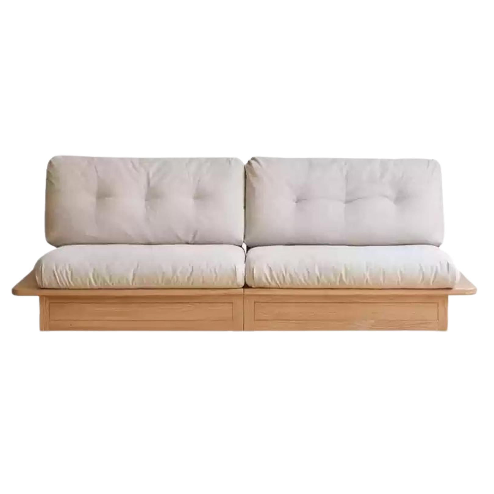 Oak Solid Wood Gravel White Cotton Linen Storage dual-use Sofa